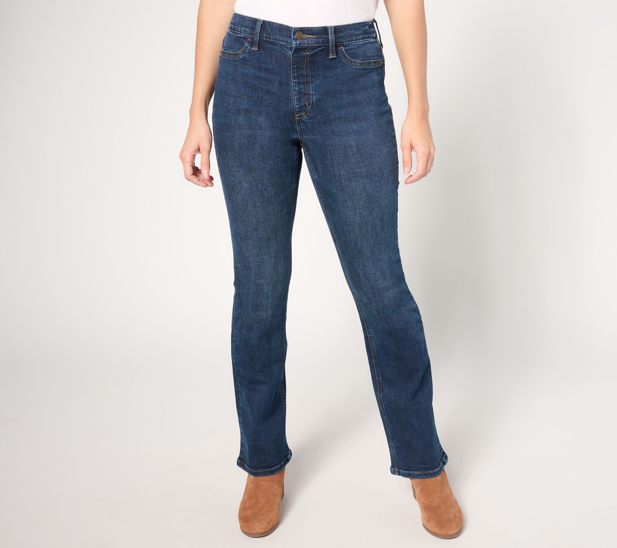 "As Is" Denim & Co. Regular Indigo Easy Stretch Baby Bootcut Jeans