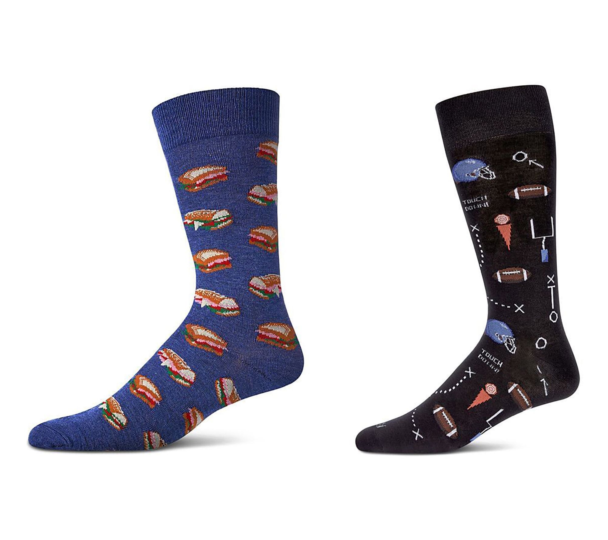 Men's 2 Pair Pack Novelty Themed Crew Socks
