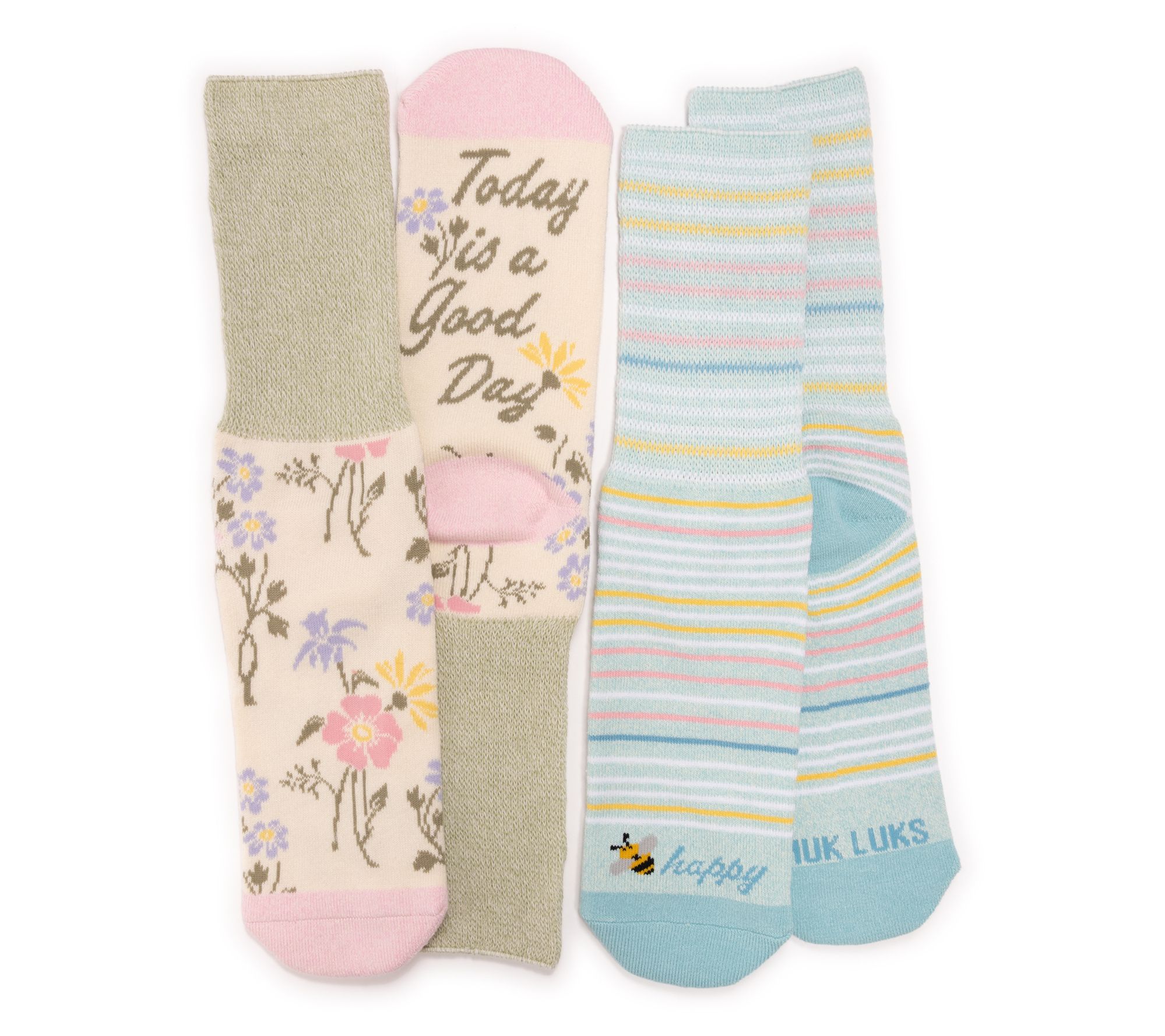 MUK LUKS Set of 2 Cozy Floral Crew Socks