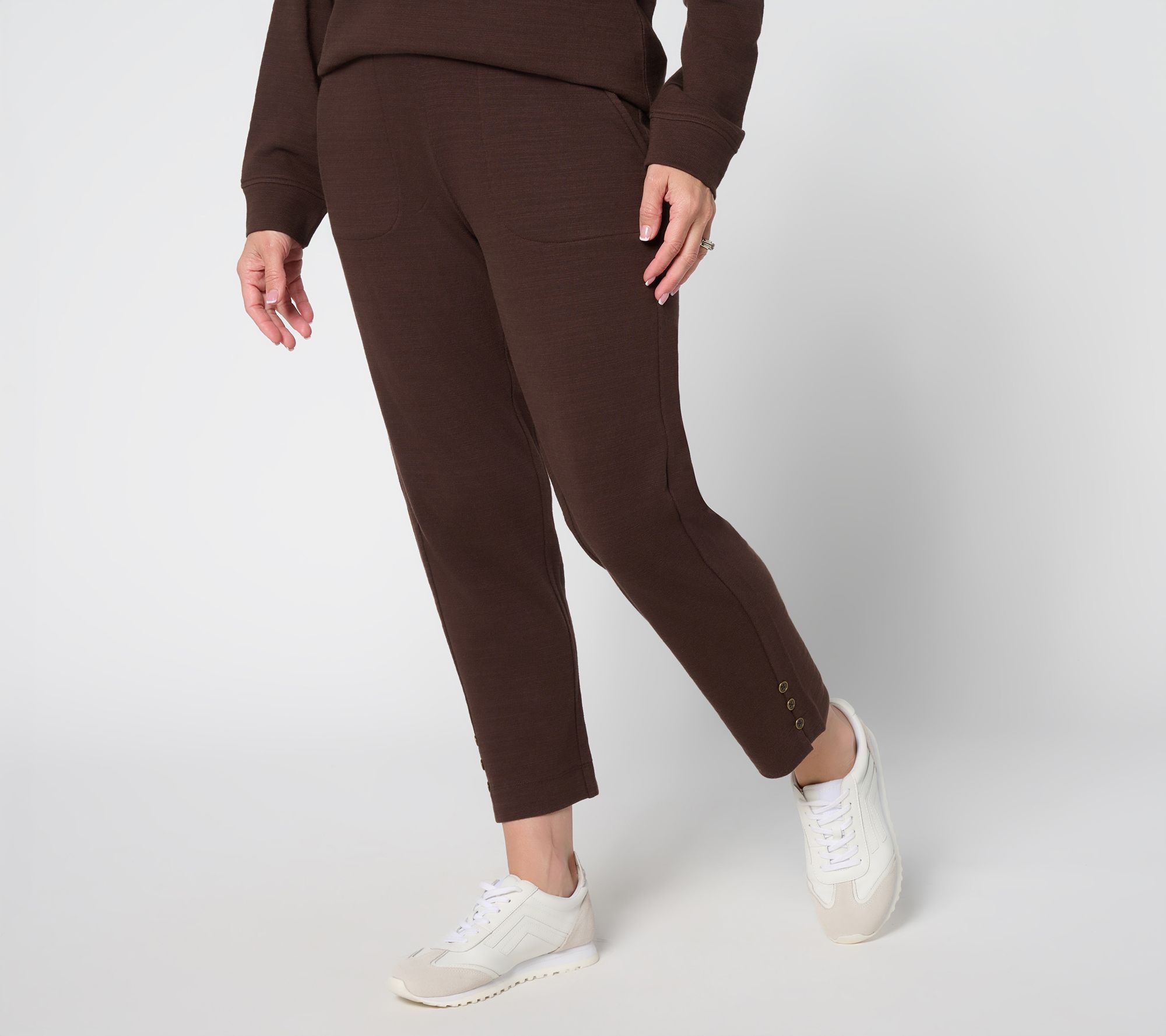 Denim & Co. Active Regular Textured Cotton Straight Leg Crop Pants