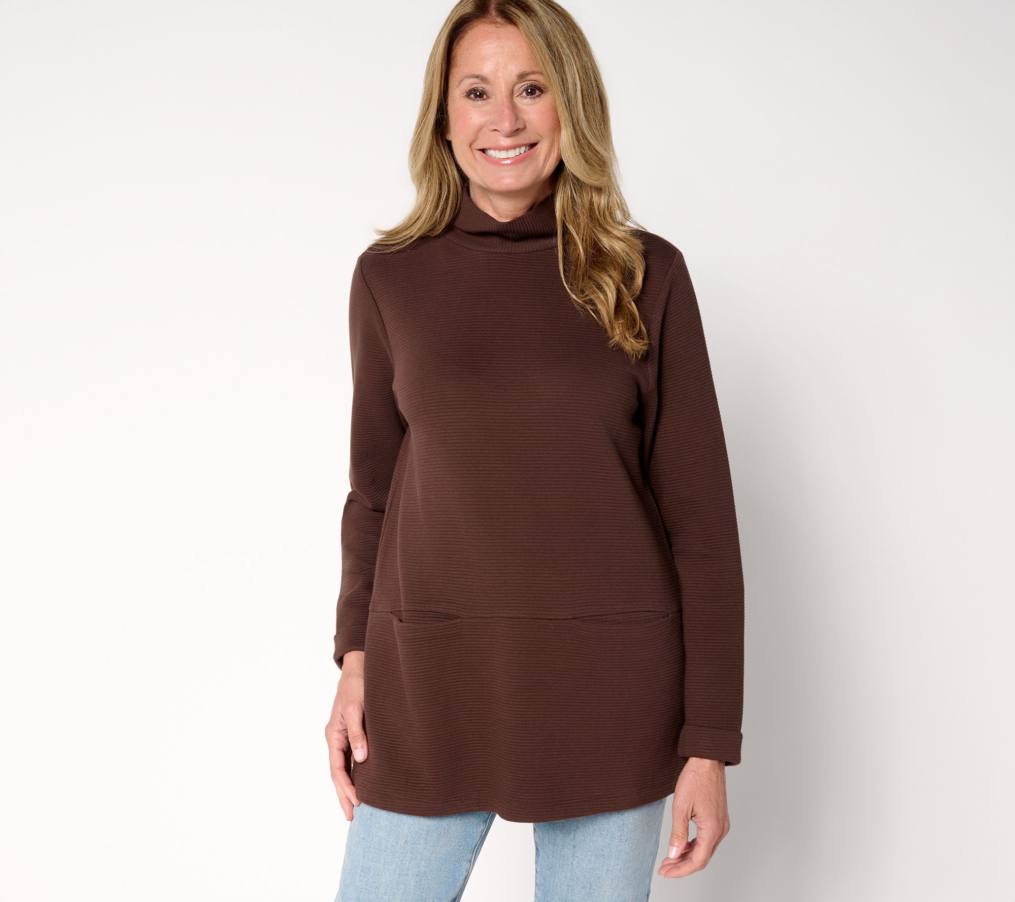Denim & Co. Active Regular Ottoman Mock Neck Tunic