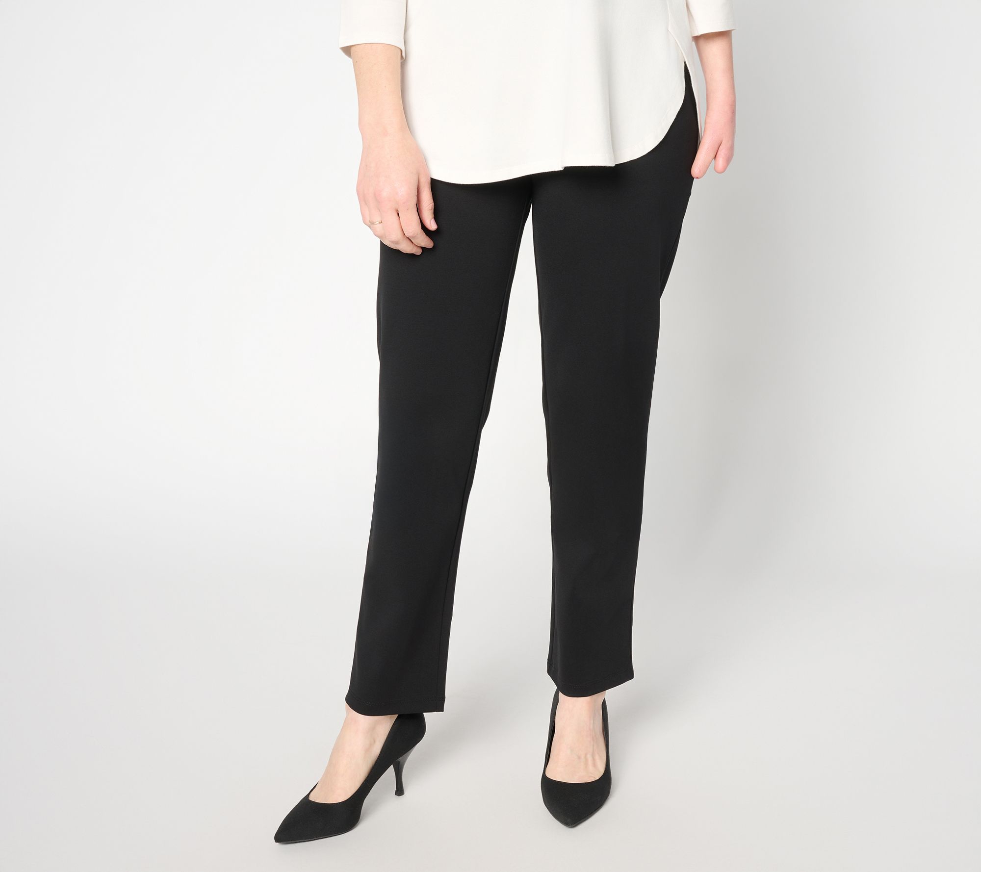  Susan Graver Weekend Petite Cotton Ponte Straight Leg Pant