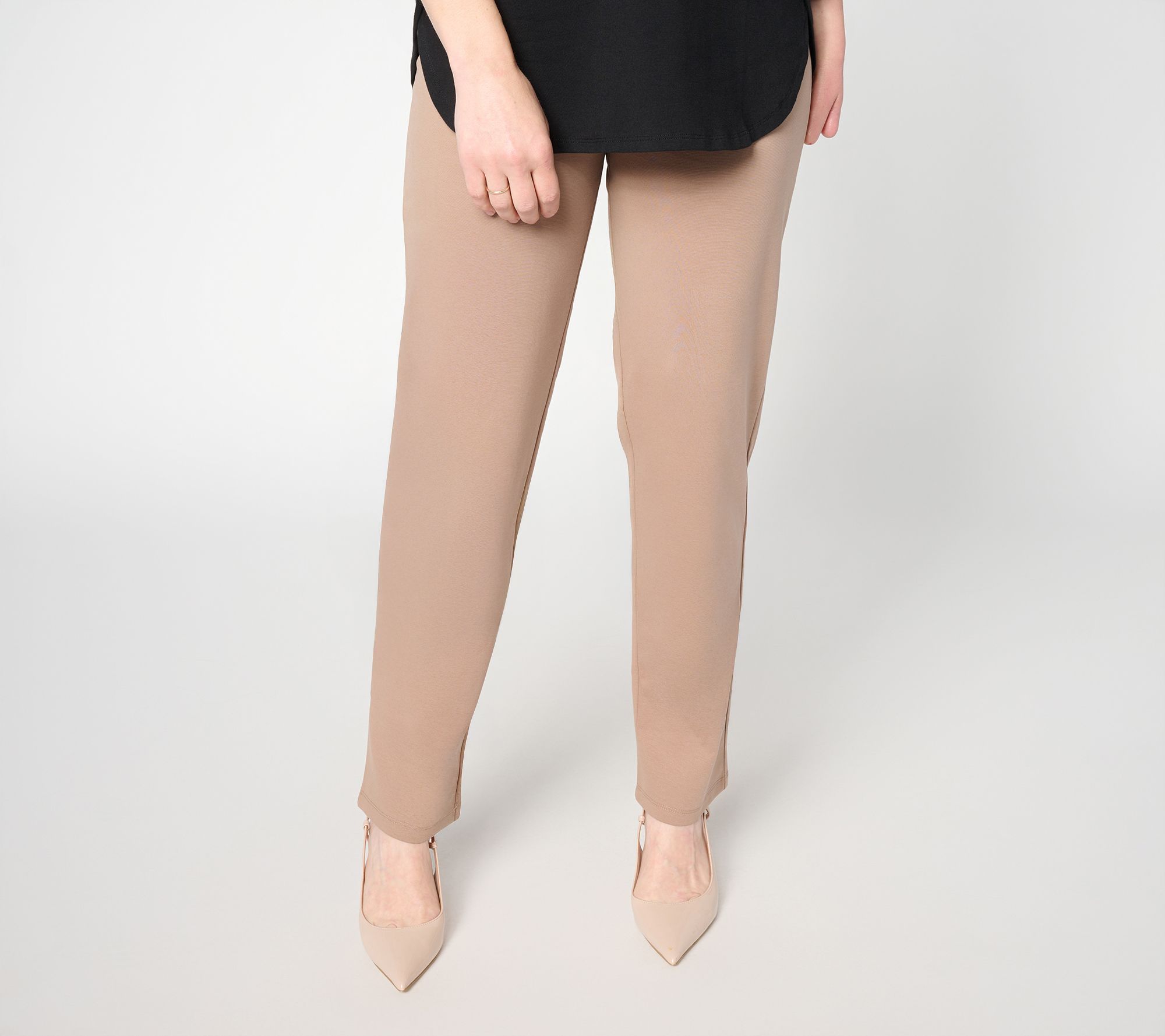 Susan Graver Weekend Petite Cotton Ponte Straight Leg Pant