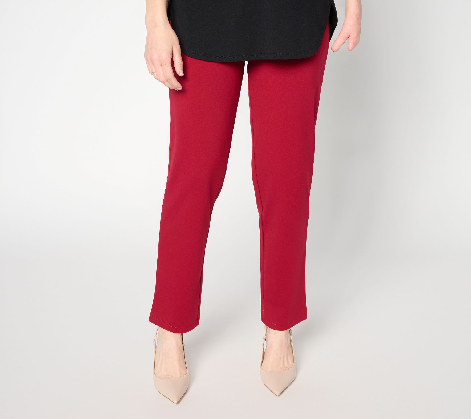 Susan Graver Weekend Petite Cotton Ponte Straight Leg Pant