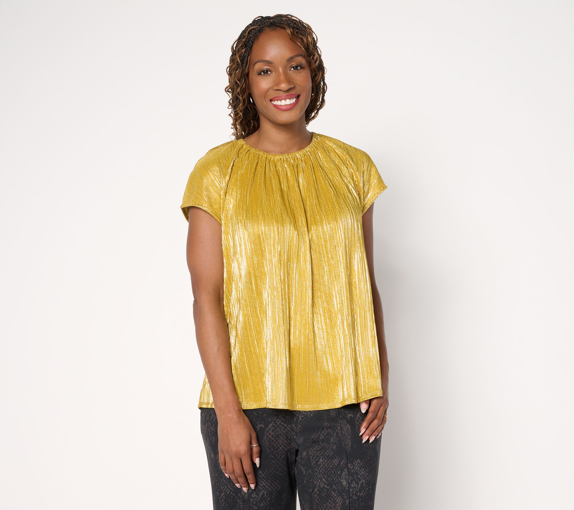 Carla Rockmore Collection Metallic Pleated Foil Top