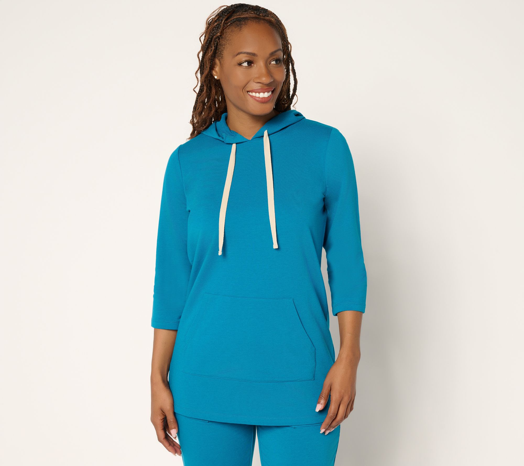 "As Is" Denim & Co. Active Petite French Terry Tunic Pullover