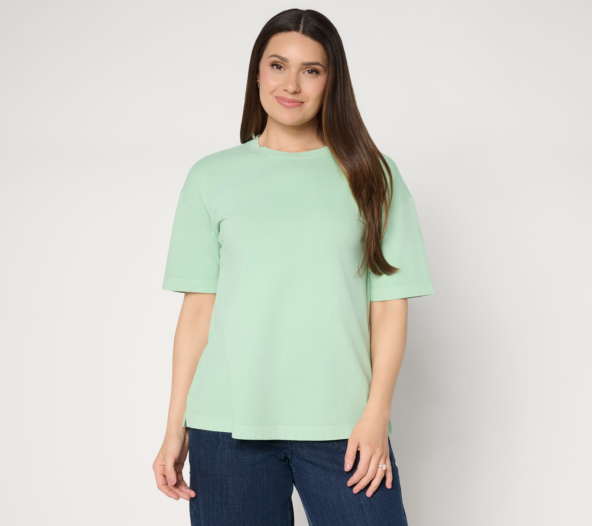 LOGO by Lori Goldstein Cotton Elbow Sleeve Everyday Boyfriend Tee