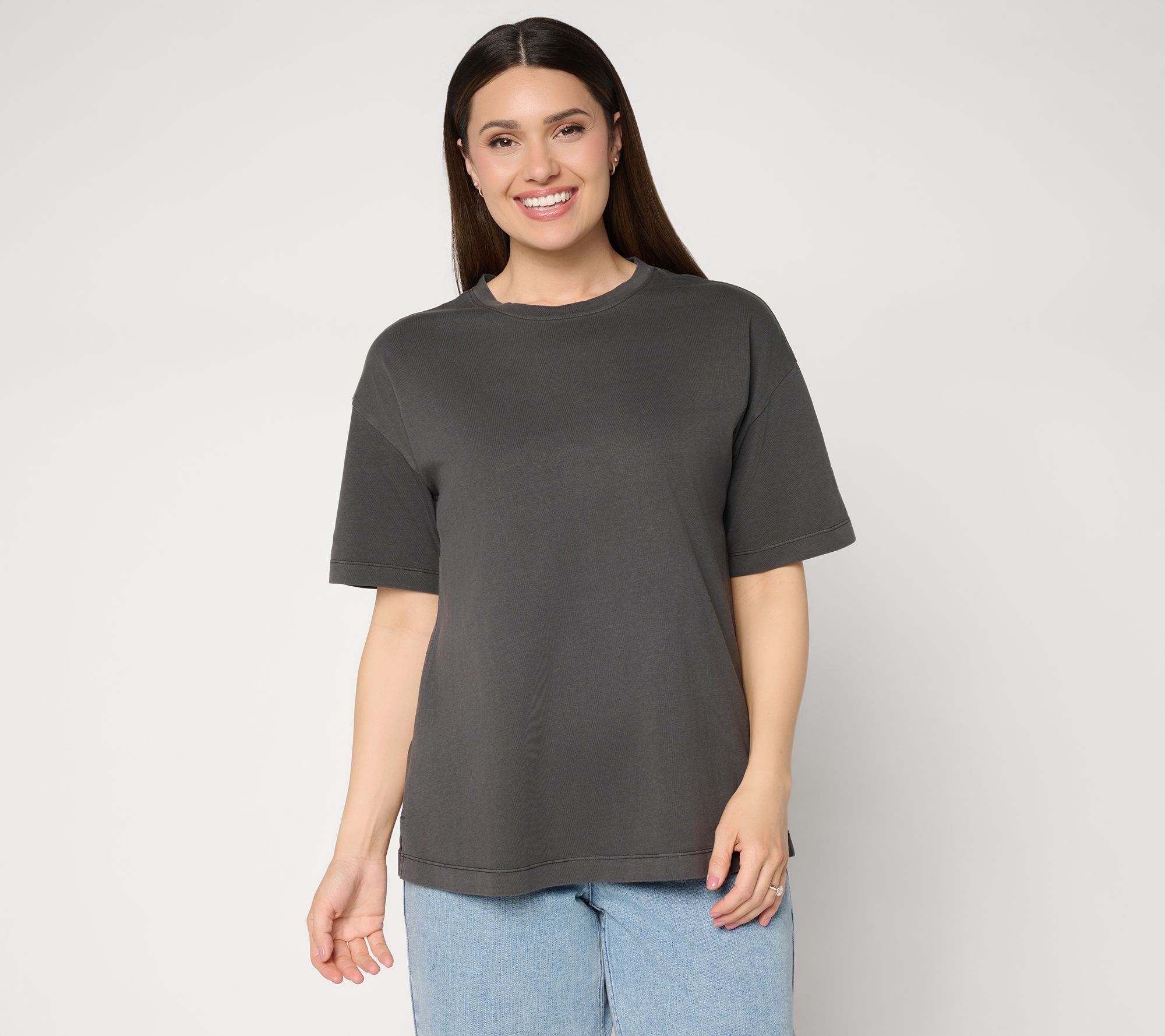LOGO by Lori Goldstein Cotton Elbow Sleeve Everyday Boyfriend Tee