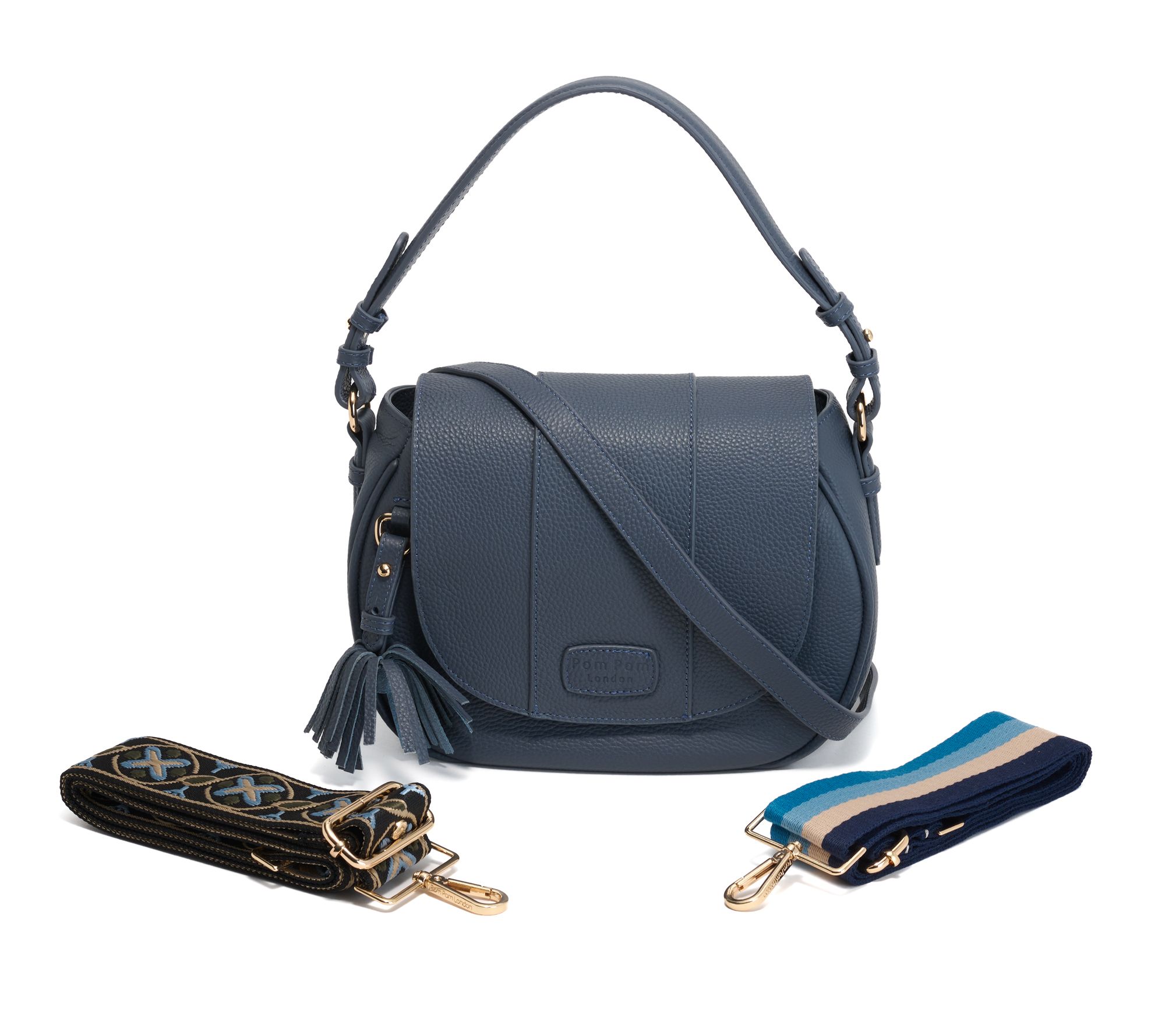 Pom Pom London Wilmington Saddle Bag with 2 Crossbody Straps