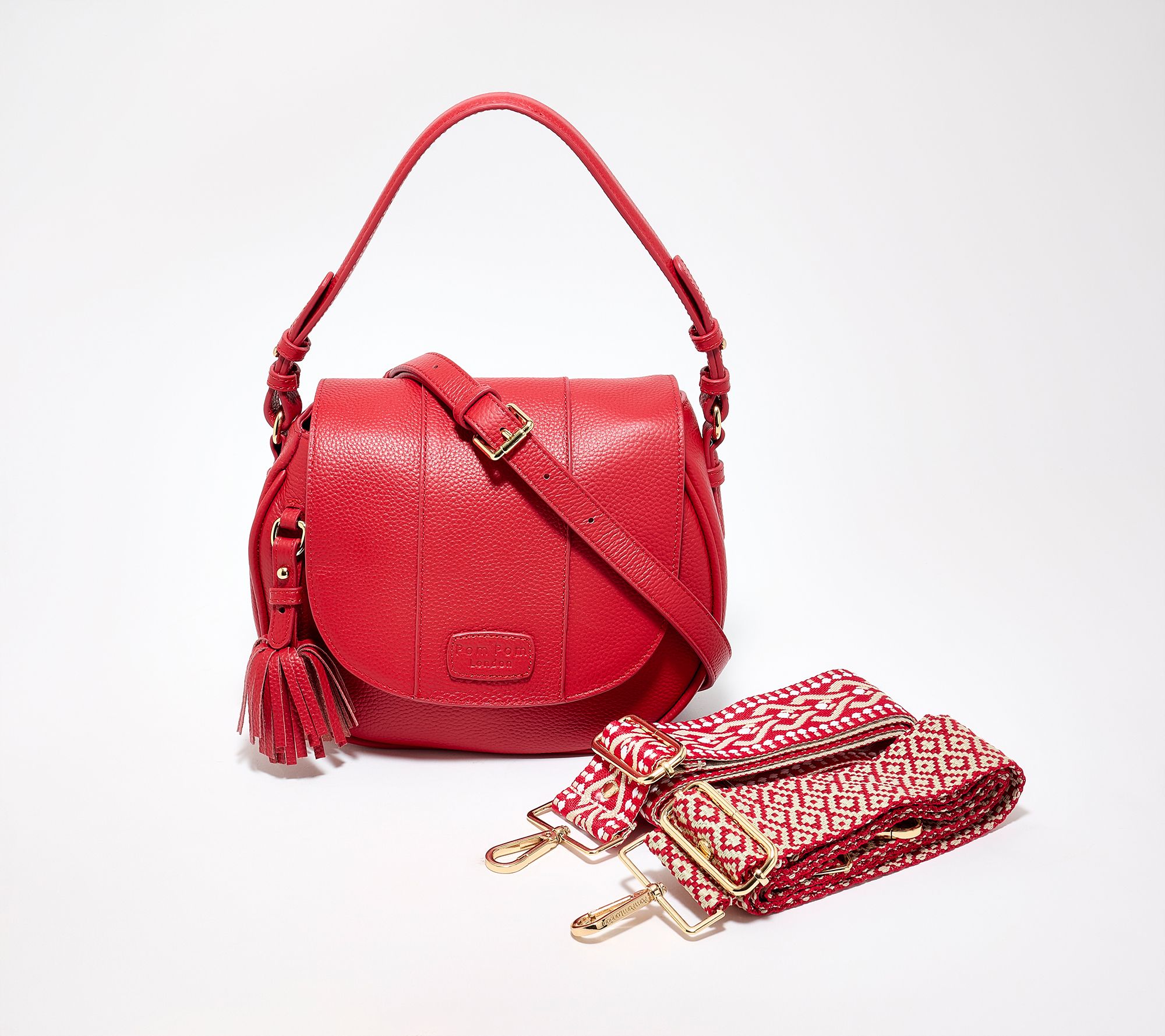 Pom Pom London Wilmington Saddle Bag with 2 Crossbody Straps