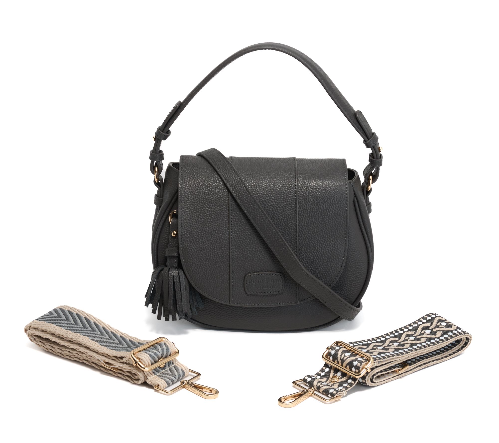 Pom Pom London Wilmington Saddle Bag with 2 Crossbody Straps