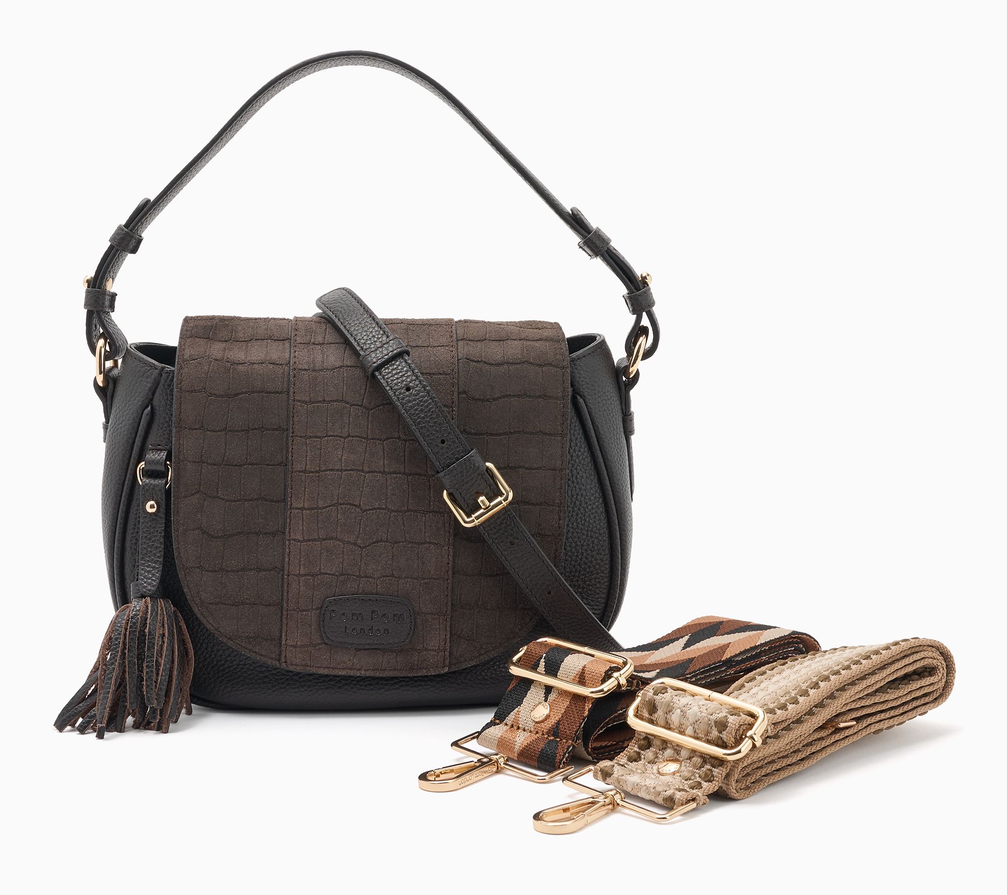 Pom Pom London Wilmington Saddle Bag with 2 Crossbody Straps