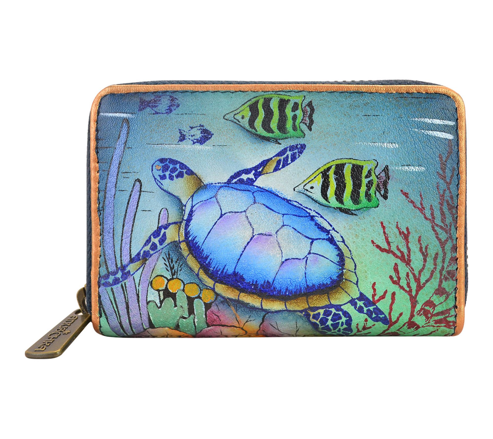 Anushcka Painted Leather Accordion Style Card Holder