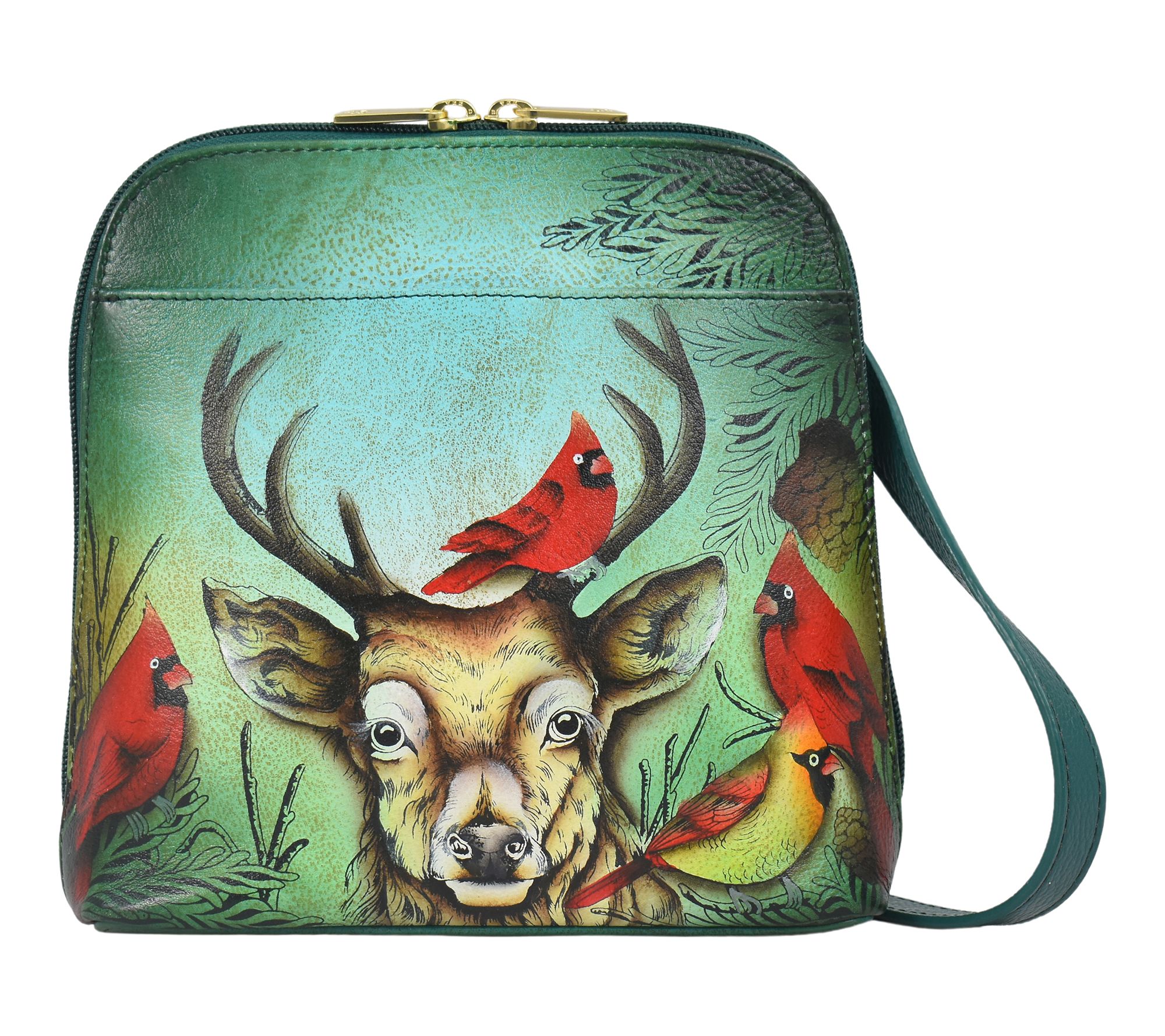 Anuschka Painte d Leather Small Zip Around Cro ssbody
