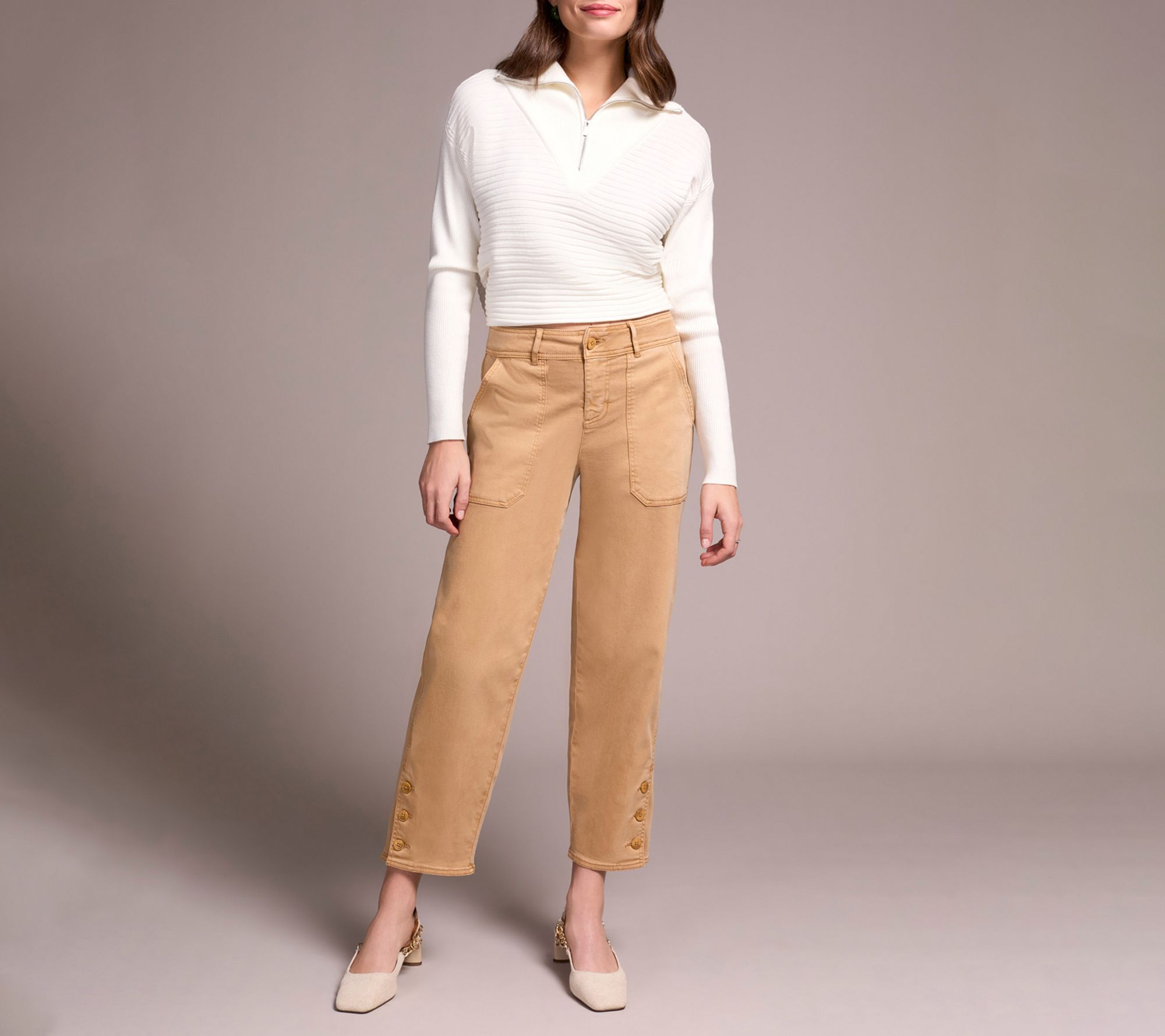 Tribal Stretch Twill Barrel Leg Ankle Pants