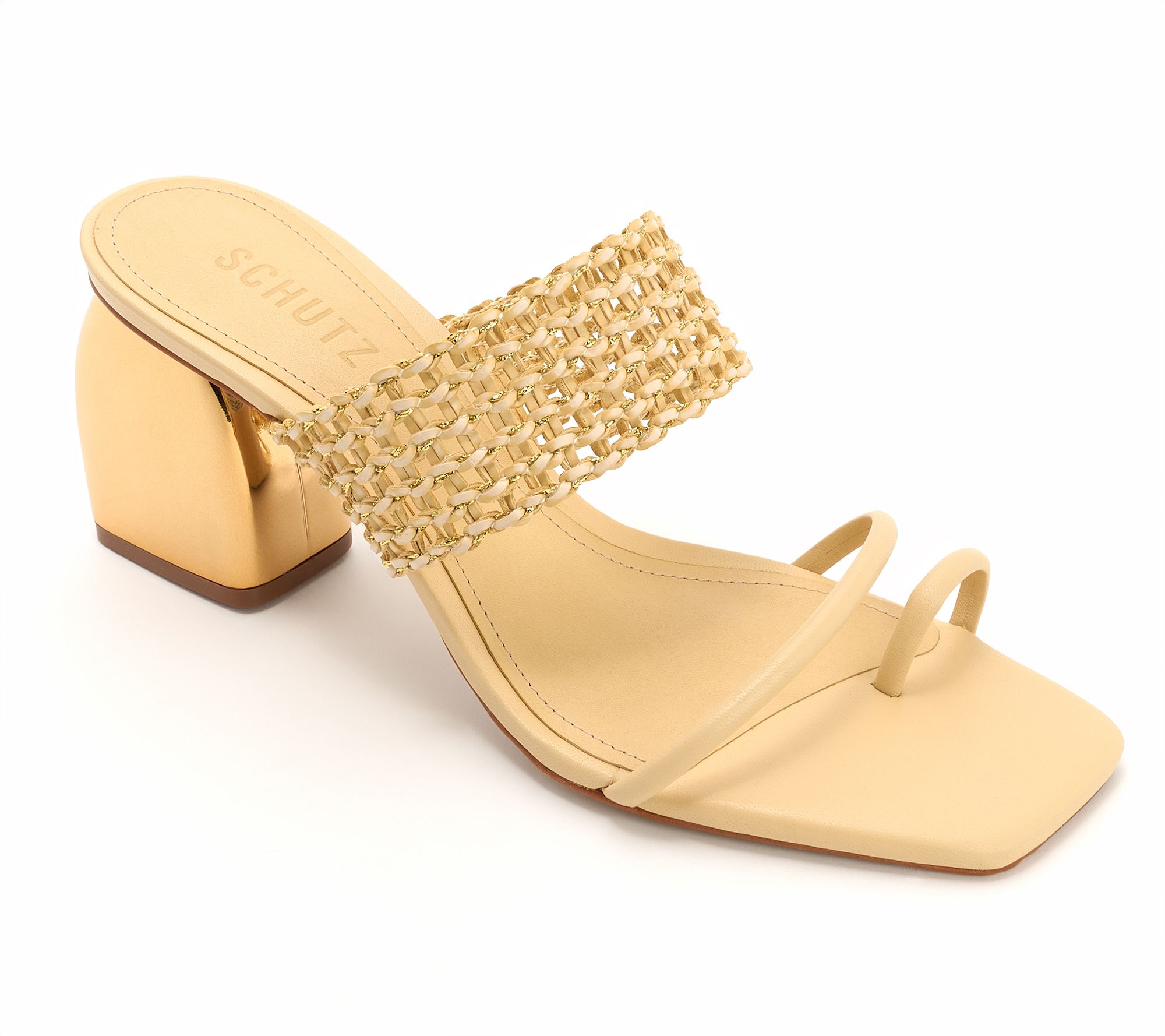 Schutz Raffia Dress Heeled Sandals - Aberdeen Mid