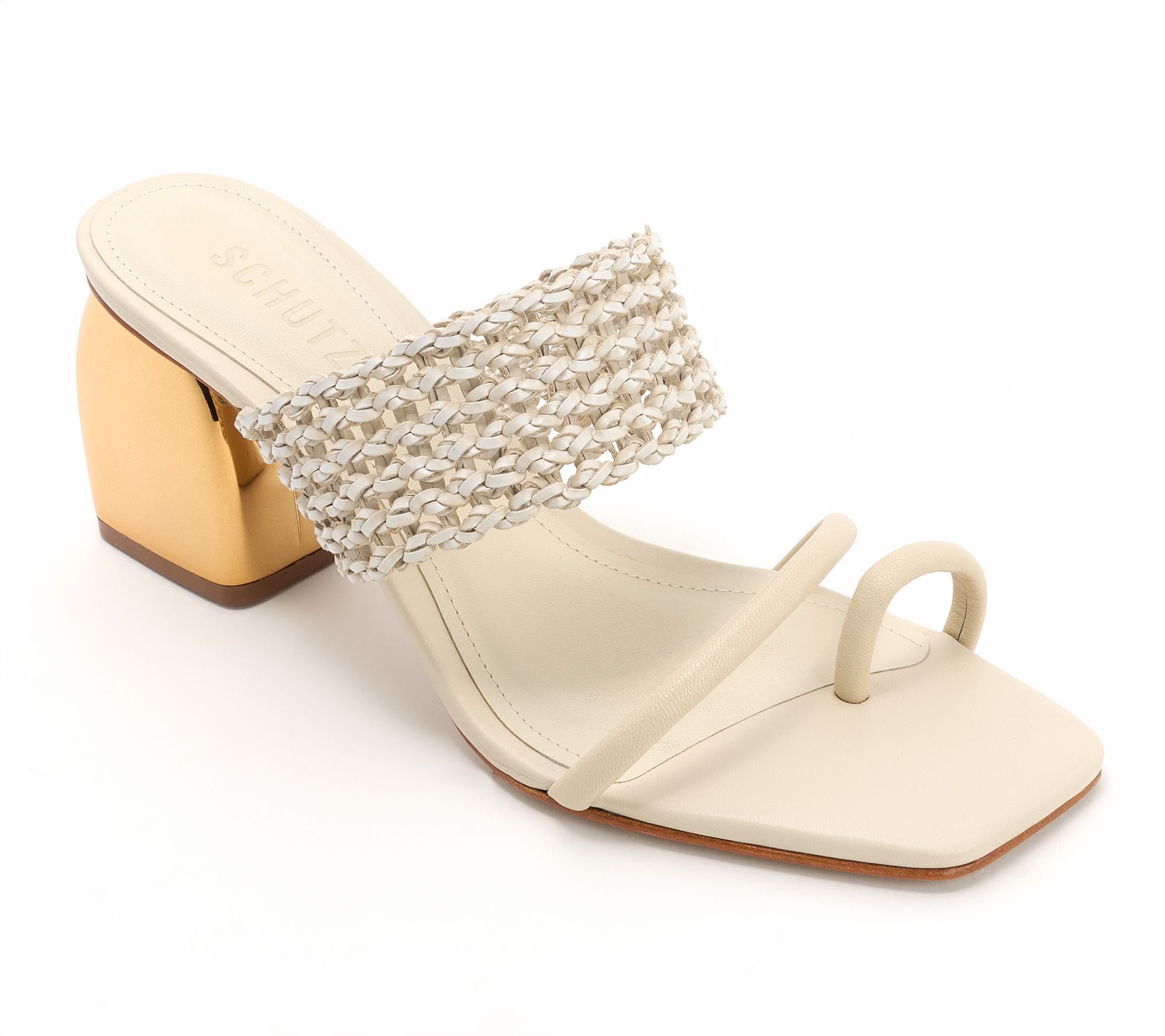 Schutz Raffia Dress Heeled Sandals - Aberdeen Mid