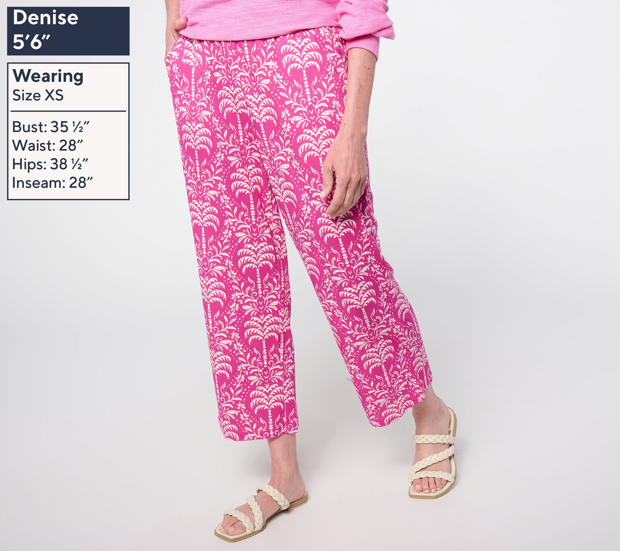 Belle Beach by Kim Gravel Cabana Knit Palm Cropped Pant - QVC.com