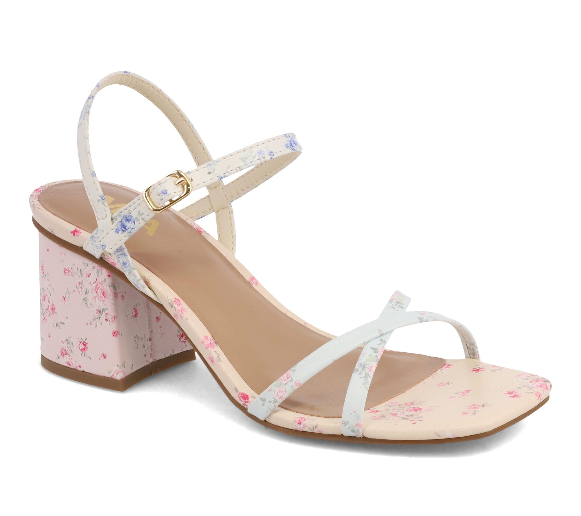 MIA Floral Strappy Block Heel Sandals - Nadalia