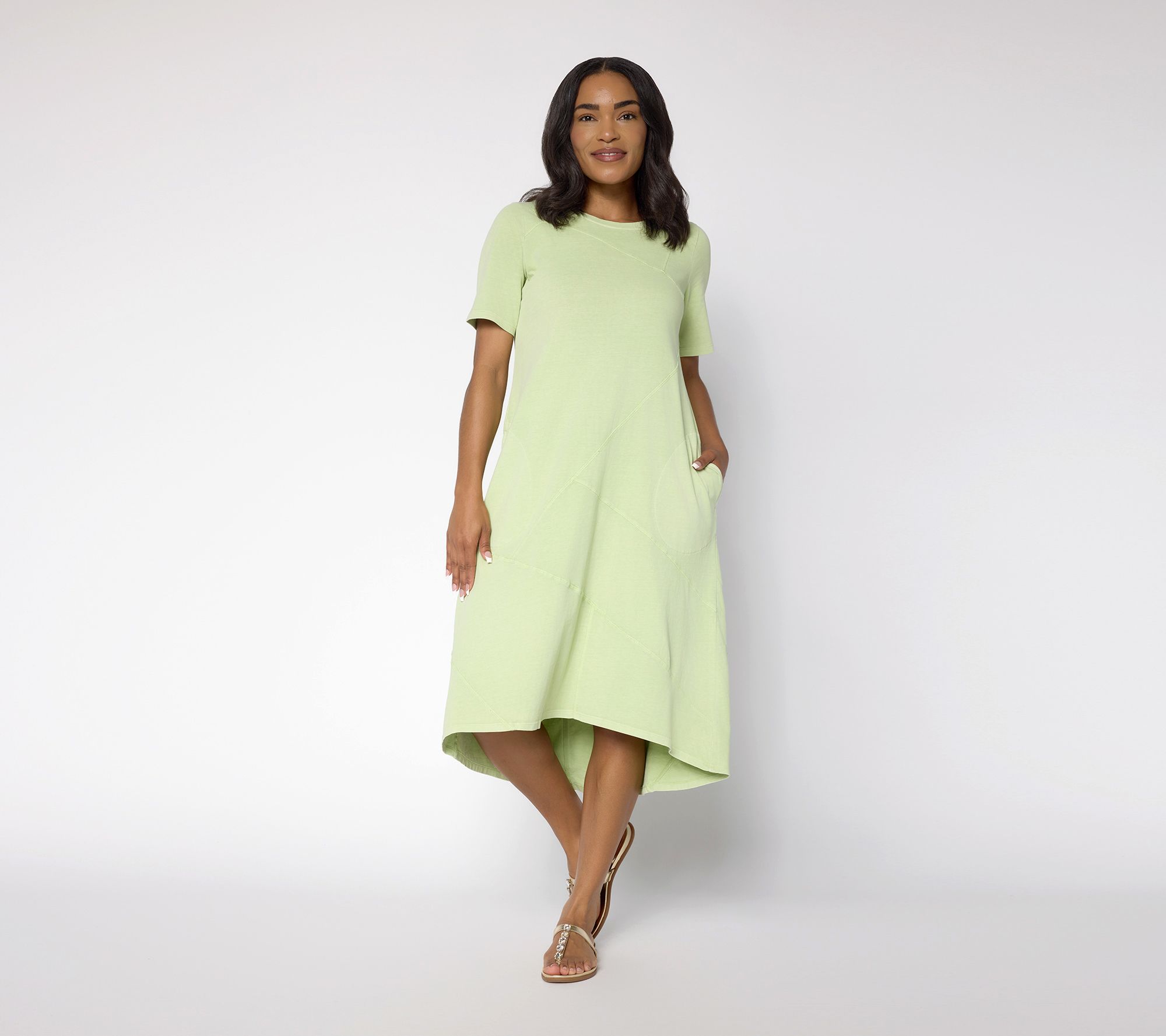 LOGO by Lori GOldstein Petite Knit Patchwork Seamed Dress