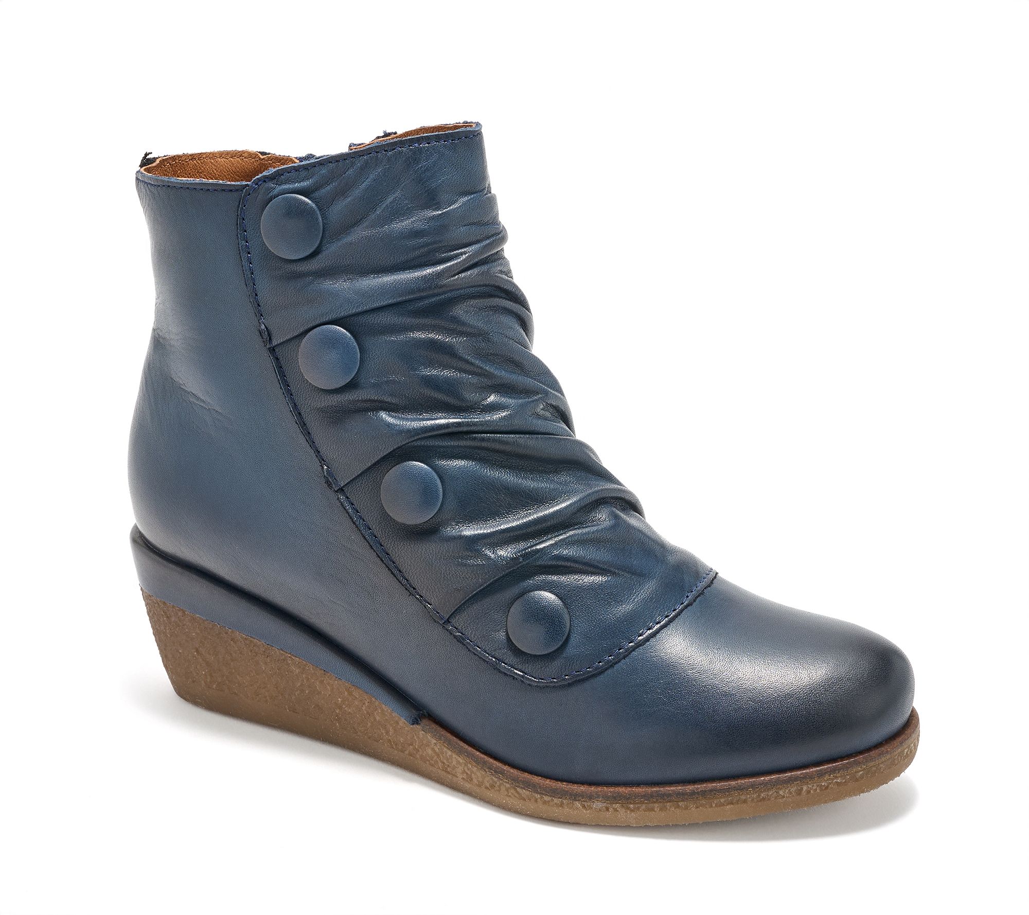 "As Is" Miz Mooz Leather Ruched Wedge Boots - Maxy