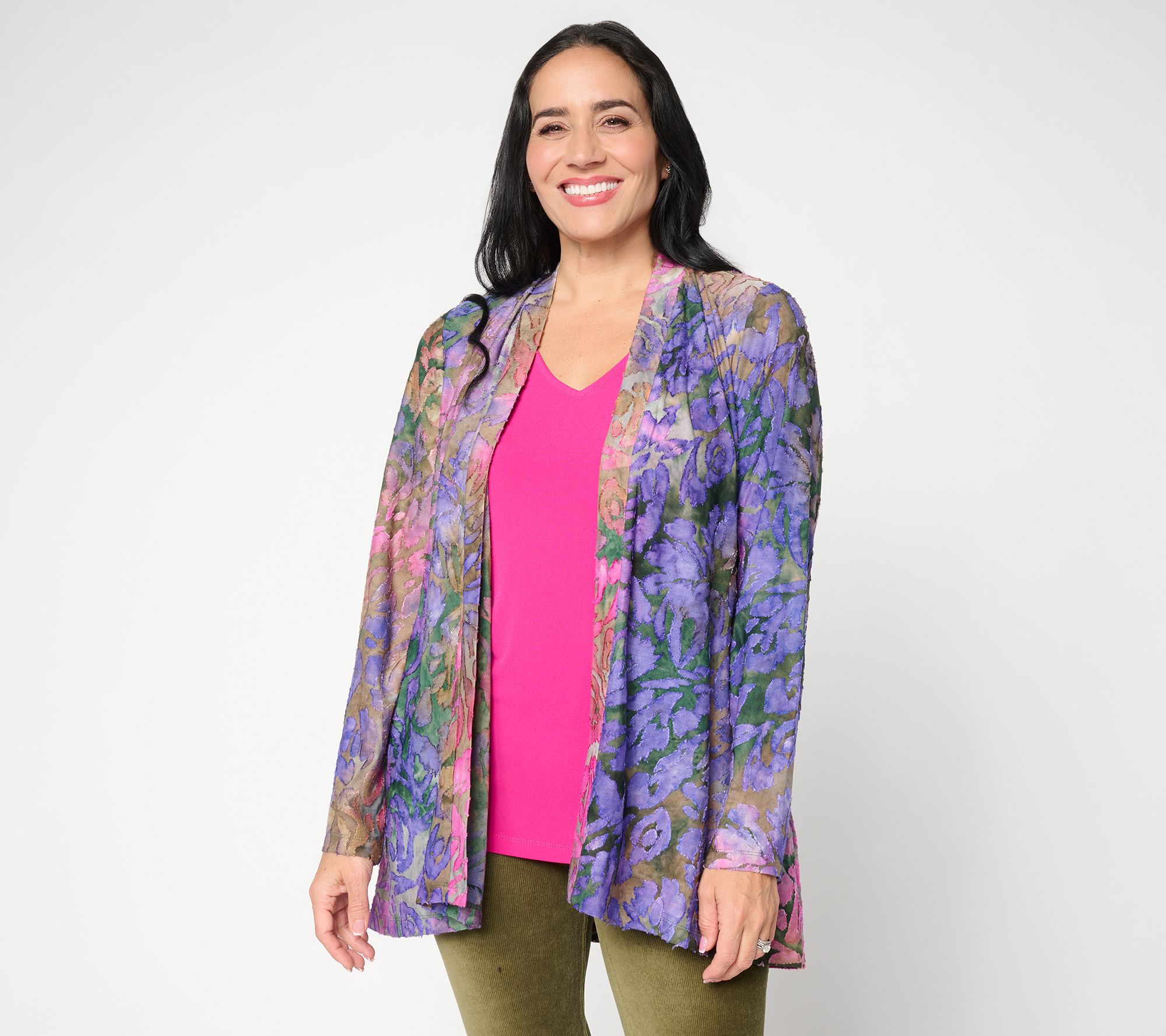 "As Is" Susan Graver Petite Novelty Knit Cardigan with Tank Set