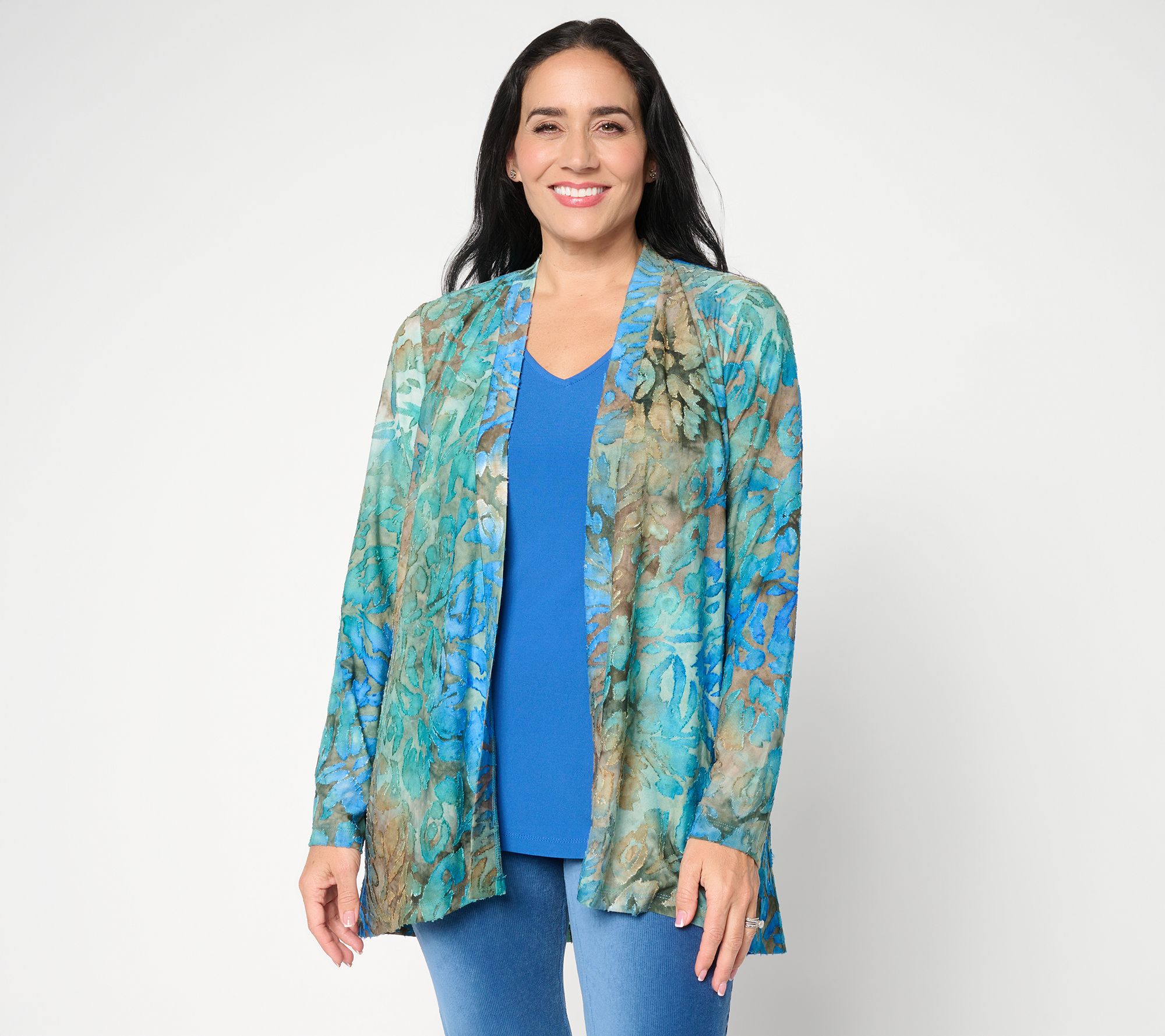 "As Is" Susan Graver Petite Novelty Knit Cardigan with Tank Set