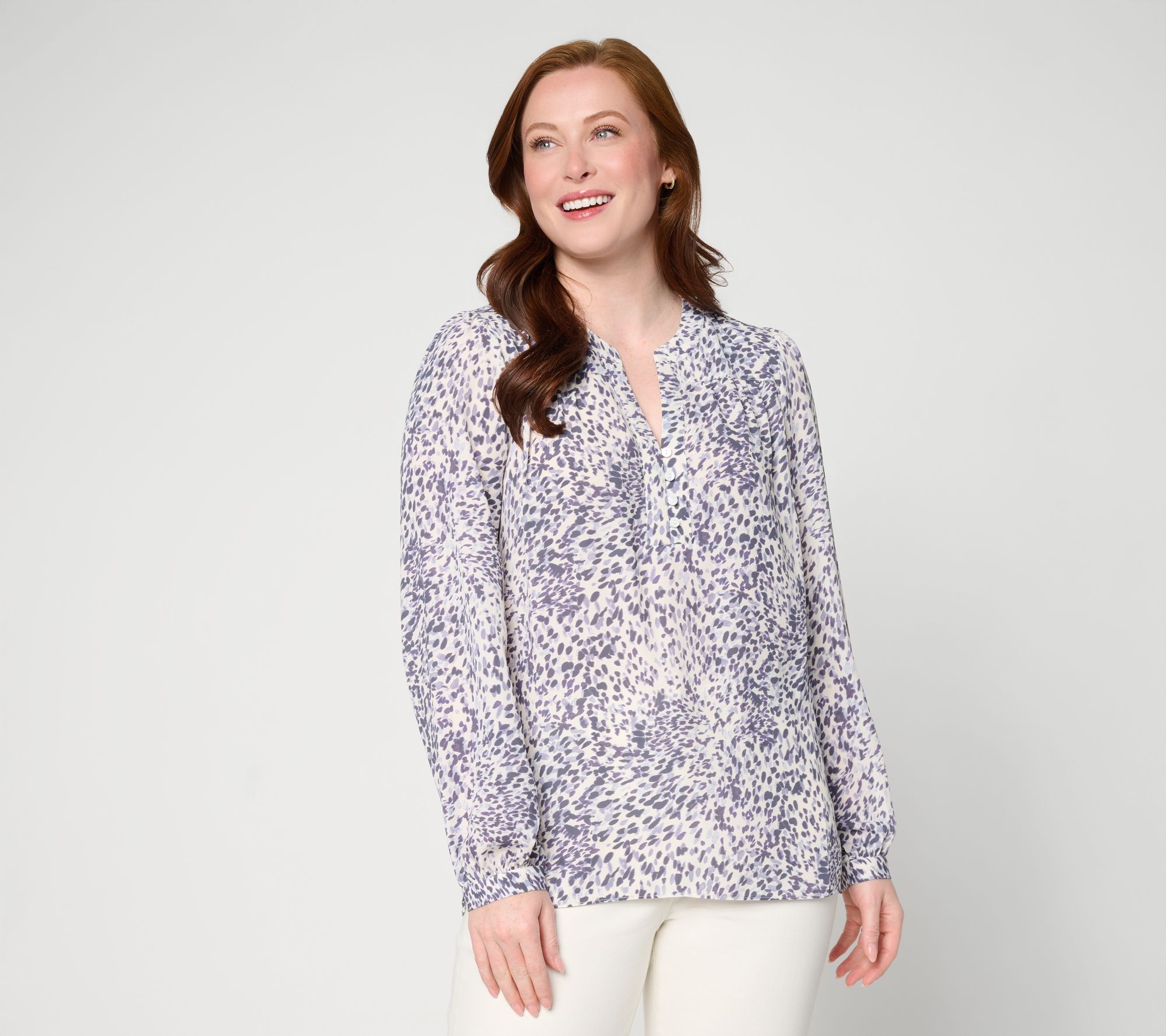 "As Is" NYDJ Trinity Printed Long Sleeve Blouse