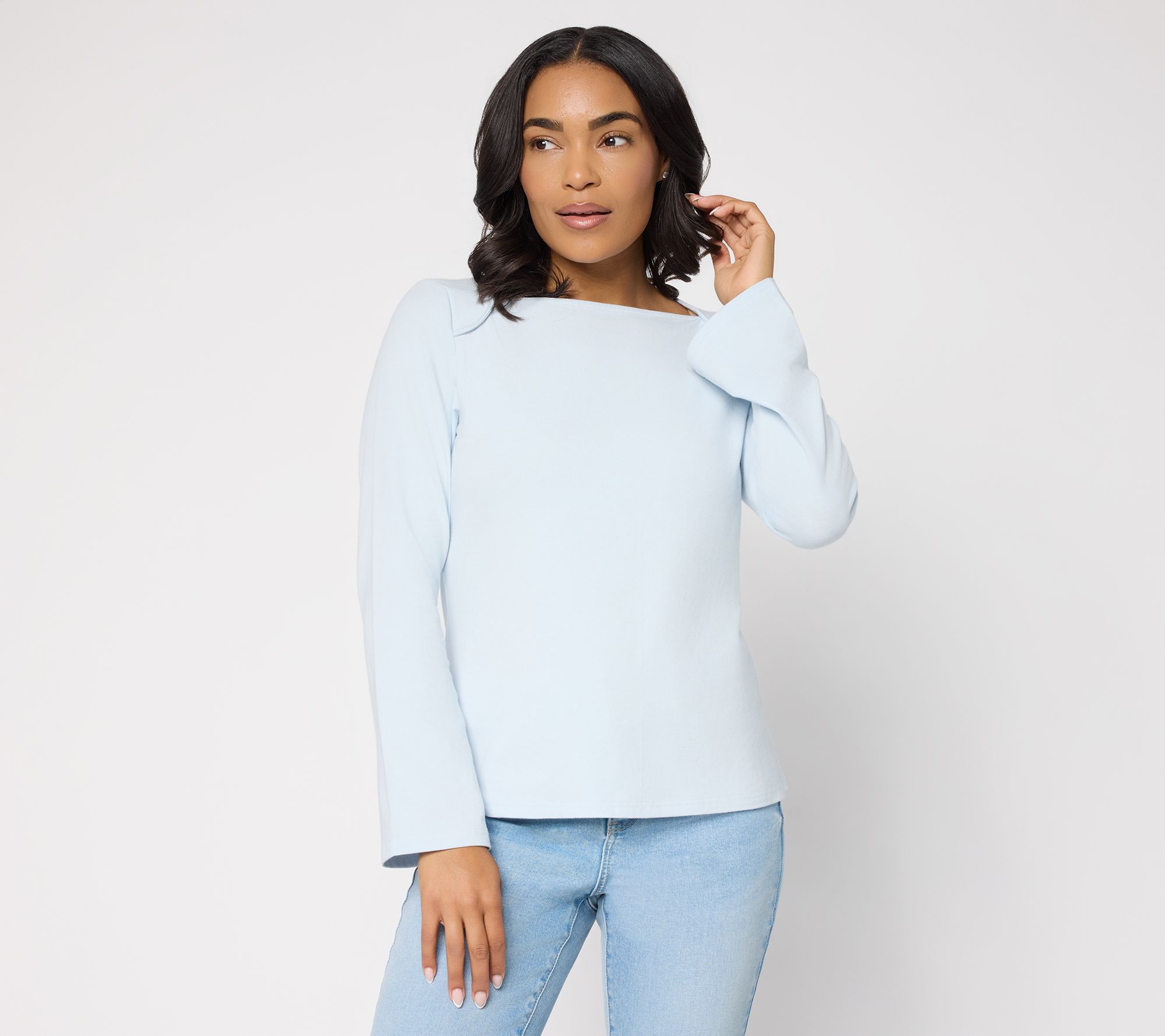 "As Is" Me by Jennie Garth Envelope Neck Long Sleeve Knit Top