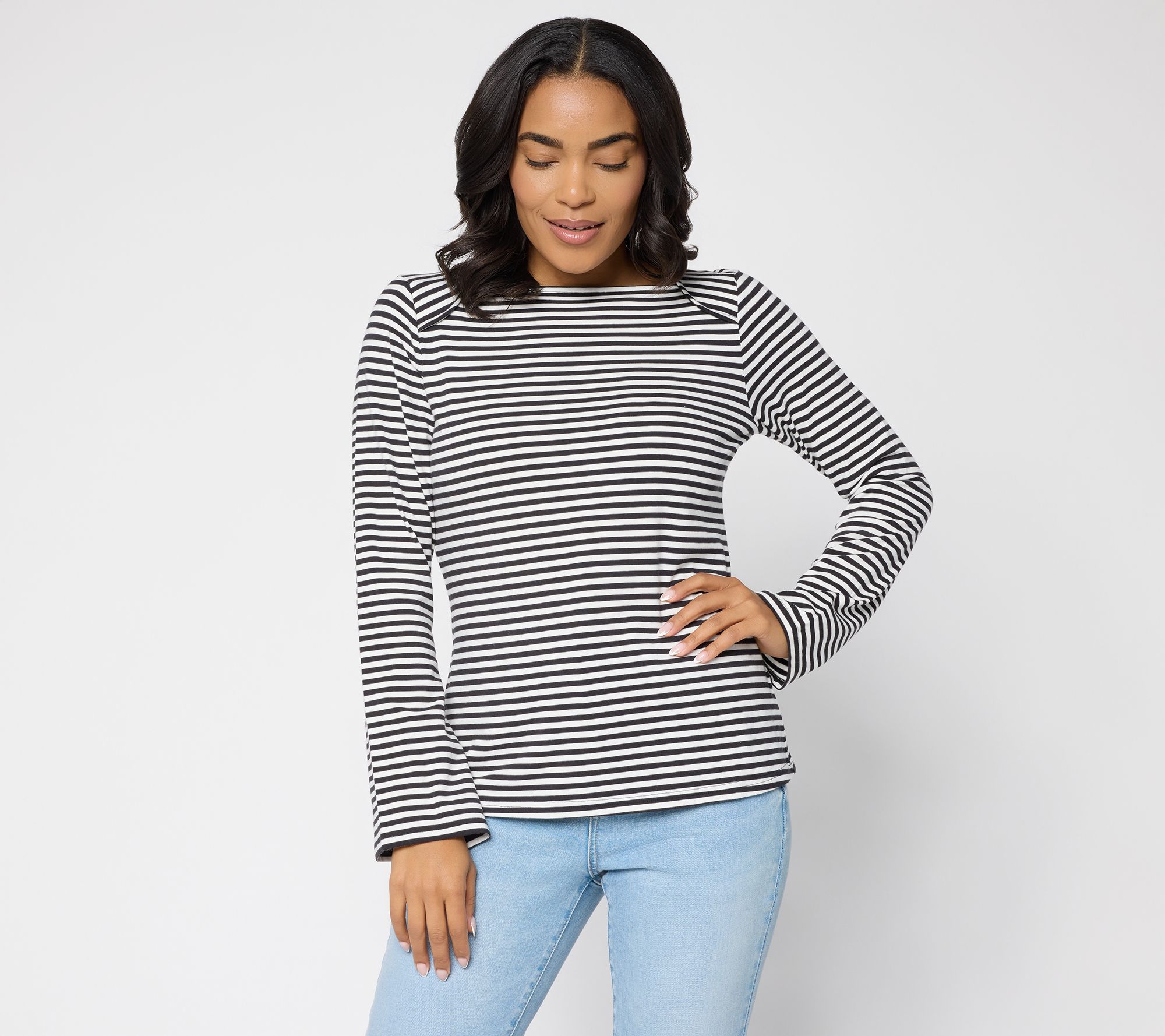 "As Is" Me by Jennie Garth Envelope Neck Long Sleeve Knit Top