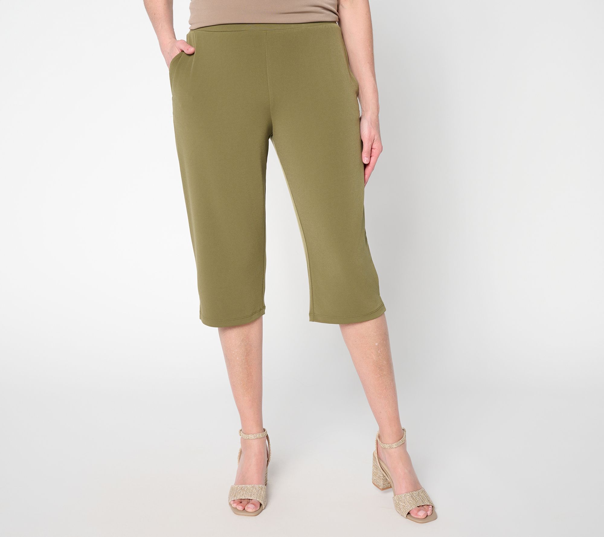 "As Is" Susan Graver Petite Liquid Knit Straight-Leg Pedal Pusher