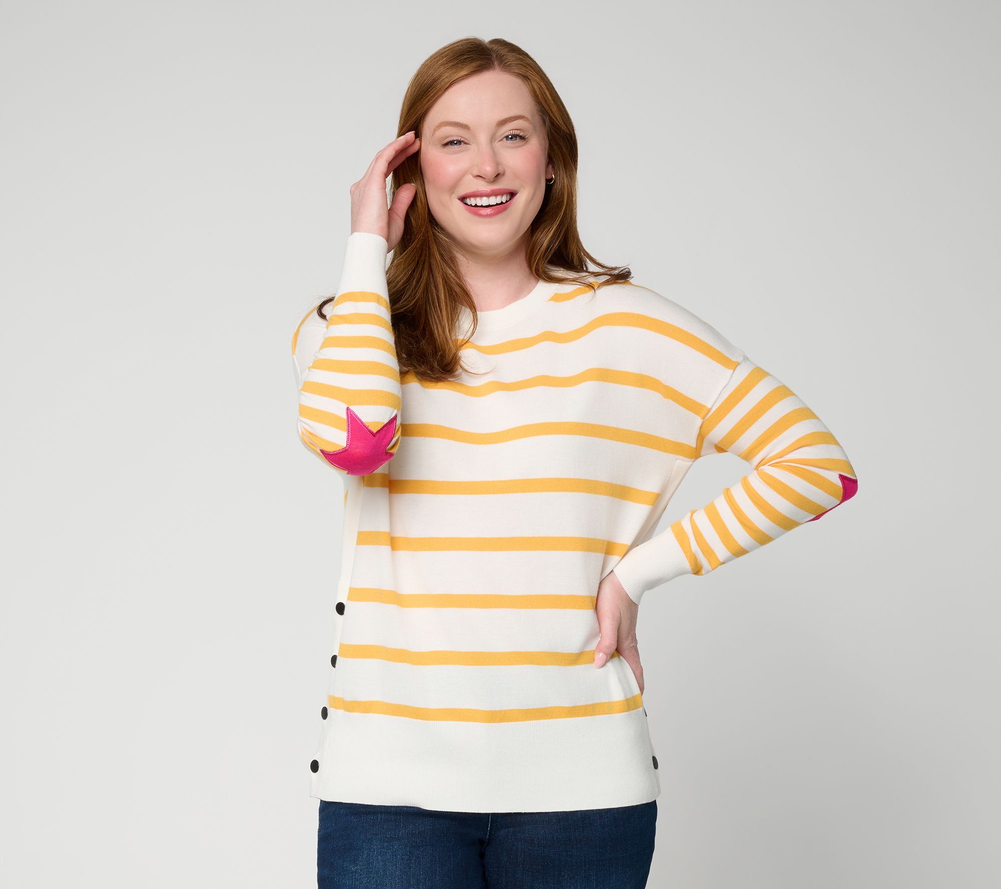 "As Is" Felt Denim by Laurie Felt Starline Long Sleeve Sweater