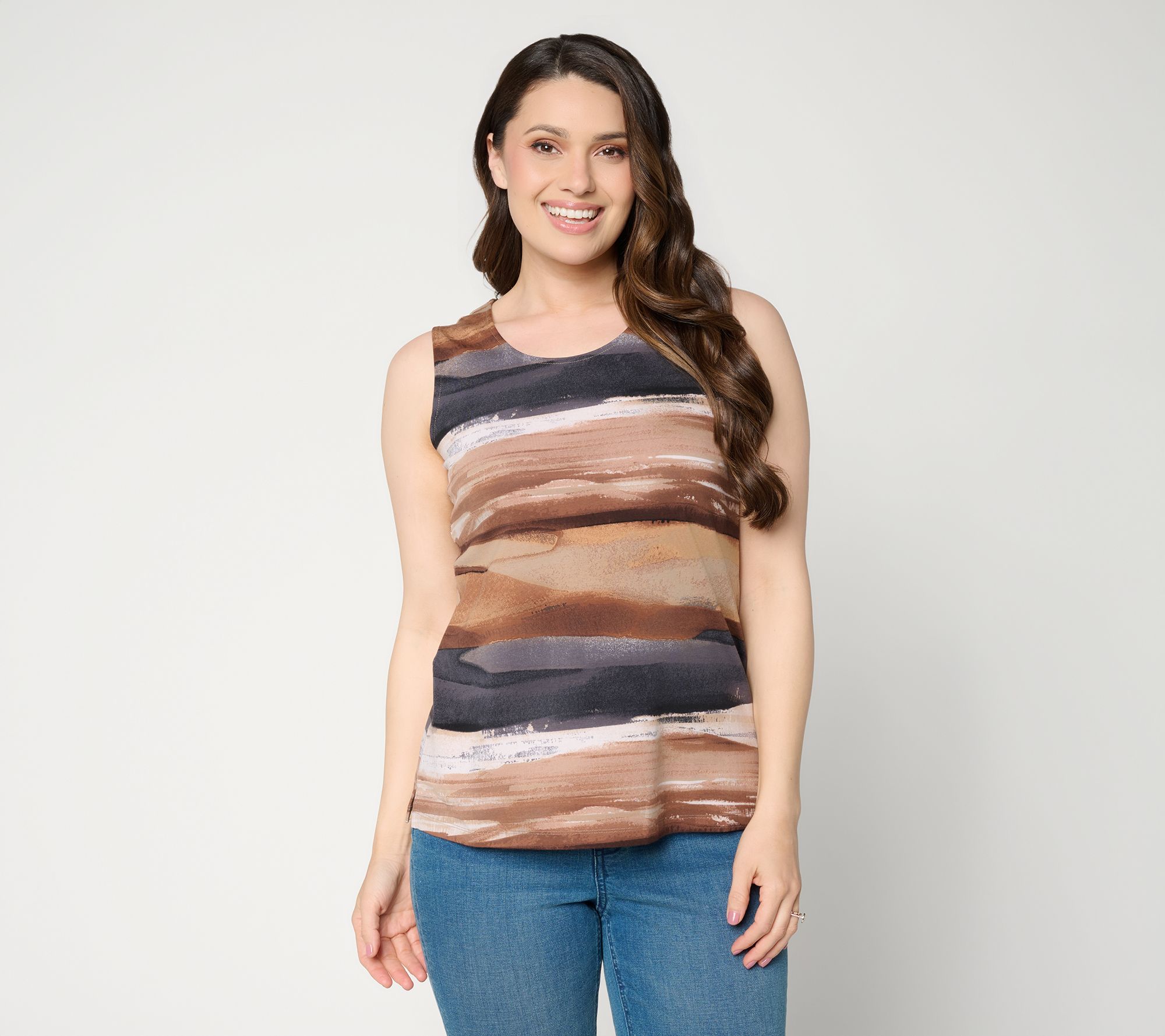 "As Is" Denim & Co. Printed Favorite Jersey Scoop Neck Tank Top