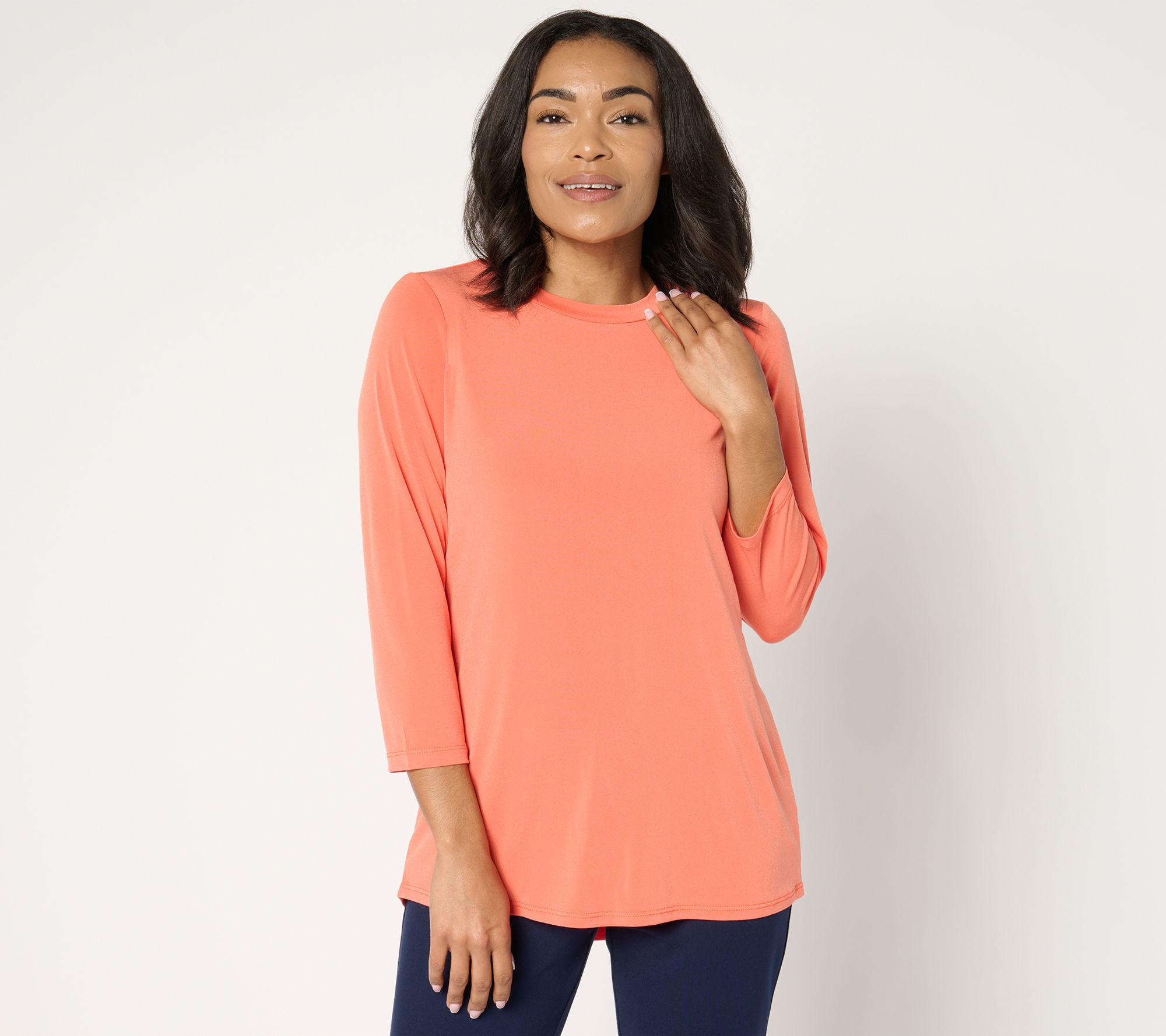 Susan Graver Modern Essentials Liquid Knit Crew Neck Tunic - QVC.com