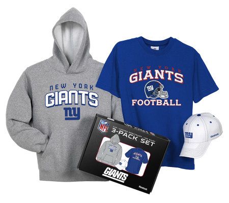 NFL Giants Youth Hat, T-Shirt & Hooded Fleece Set 