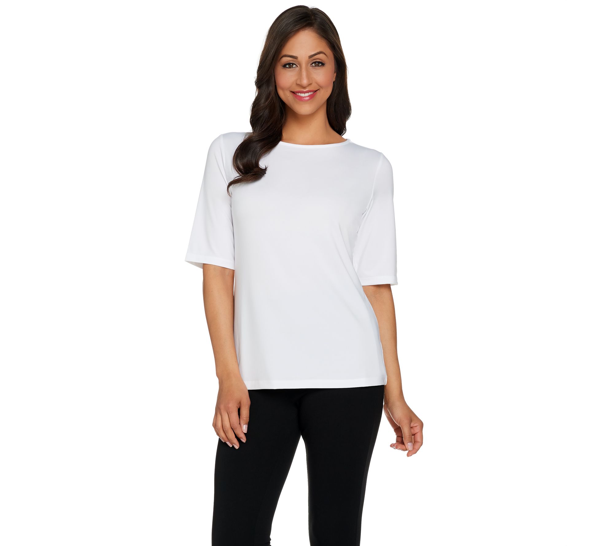 Susan Graver Essentials Butterknit Elbow Sleeve Bateau Neck Top