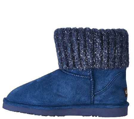 Lamo Suede Water Resistant Boots with Sweater Cuff - Empire - QVC.com