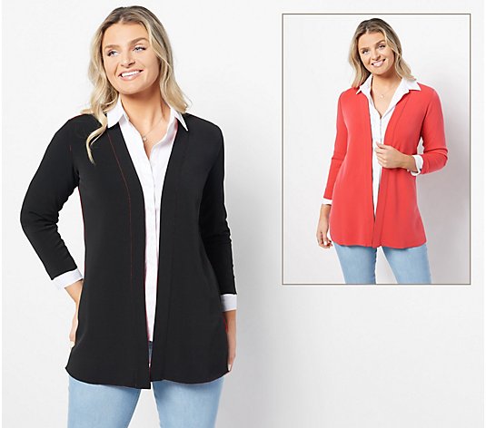 "As Is" Susan Graver Petite Every Day LK Fusion Cardigan