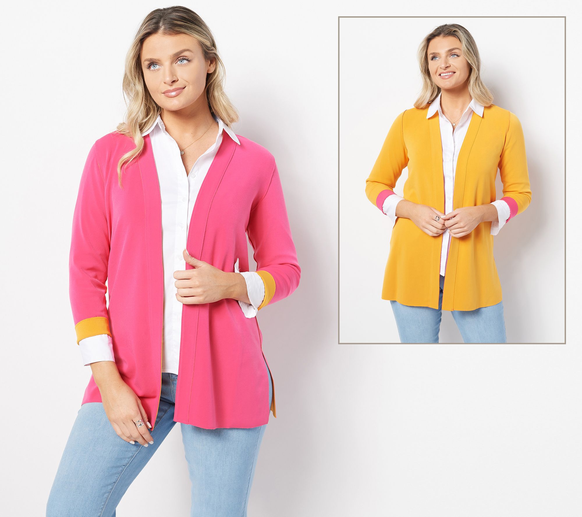 "As Is" Susan Graver Petite Every Day LK Fusion Cardigan