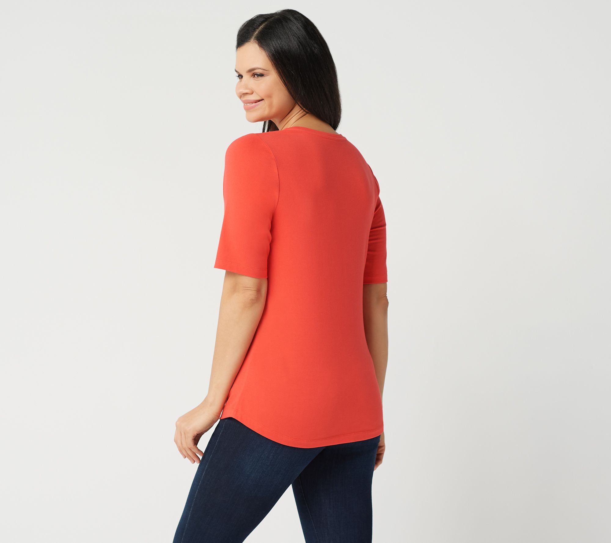 Denim & Co. Essentials Set of Two Elbow Sleeve Knit Tops