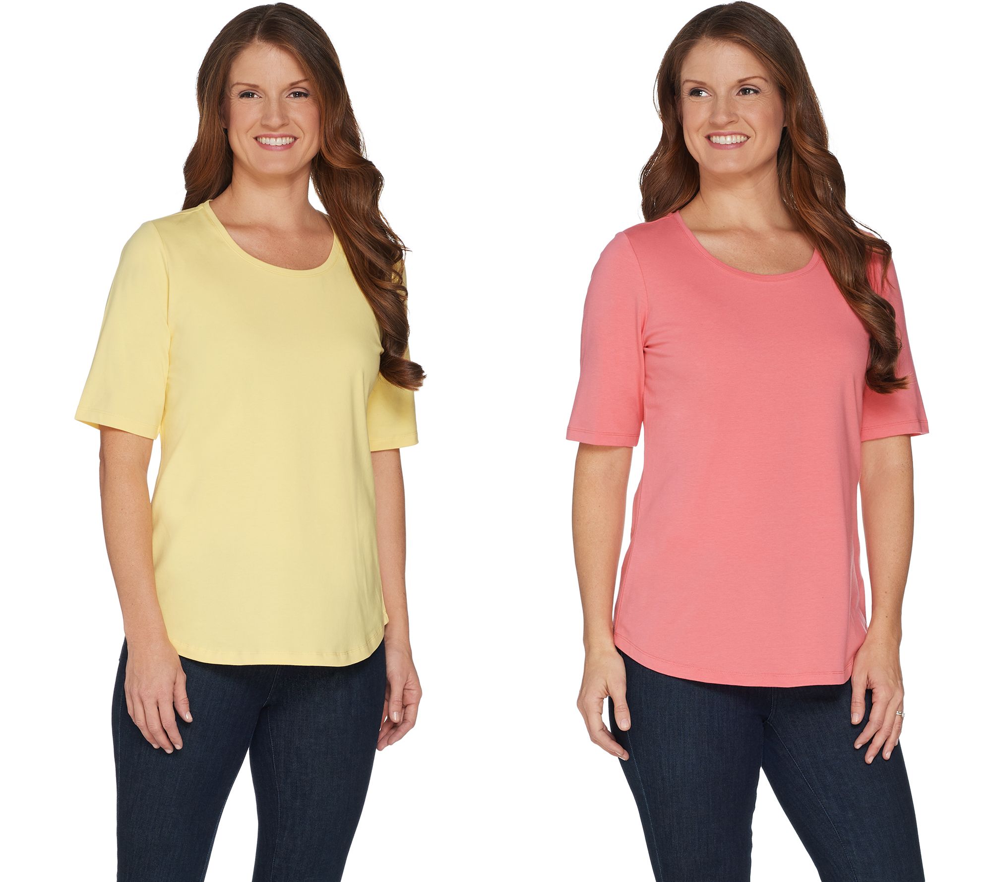 Denim & Co. Essentials Perfect Jersey 2-Pack Elbow Sleeve Tops