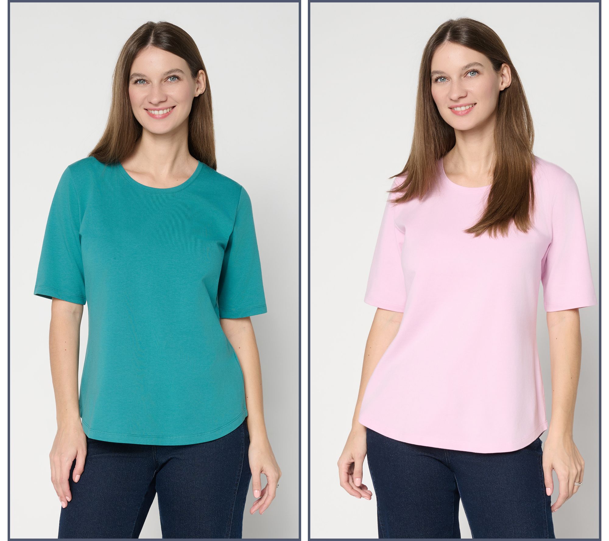 Denim & Co. Essentials Perfect Jersey 2-Pack Elbow Sleeve Tops