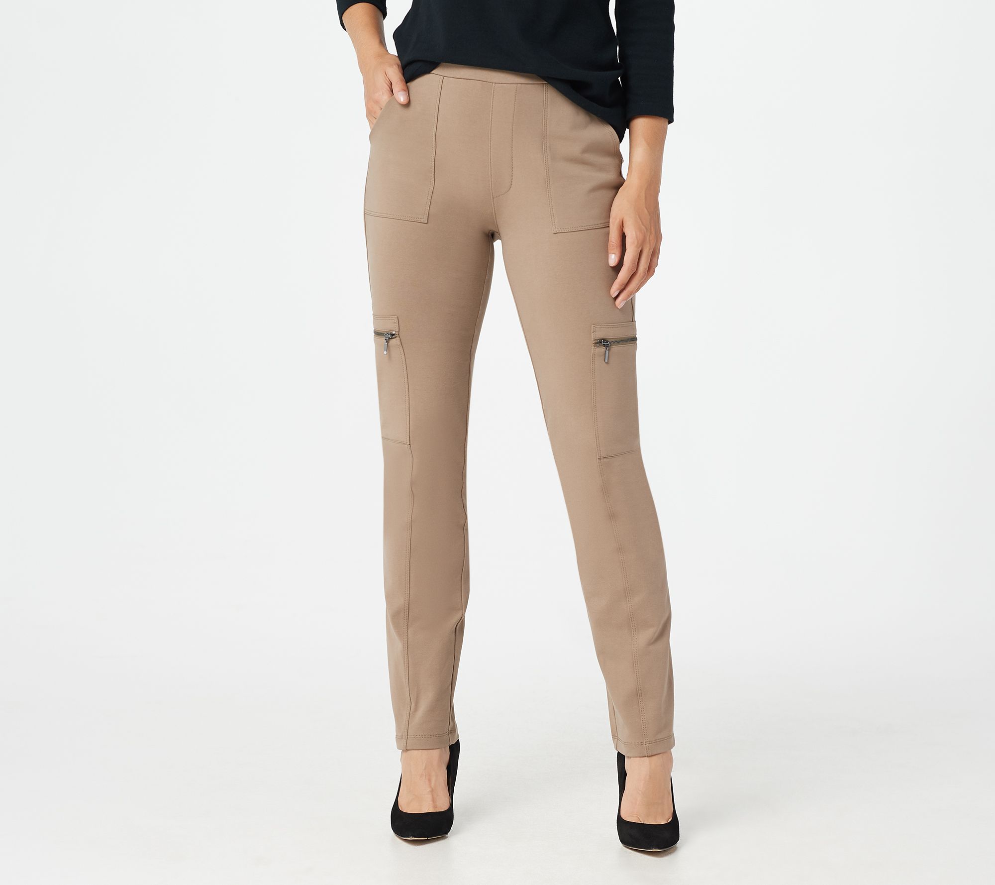 As Is Susan Graver Weekend Premium Stretch Pull-On Cargo Pants