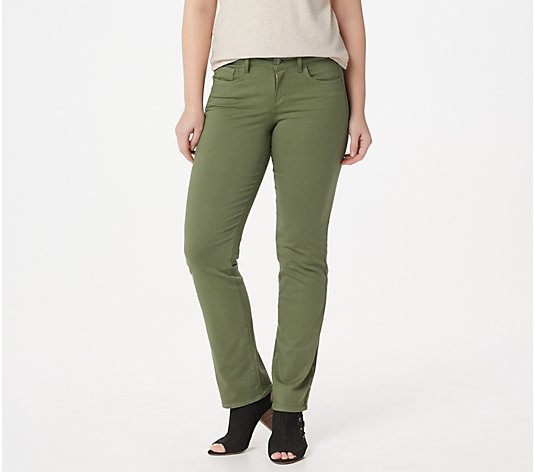NYDJ Marilyn Color Straight Jeans - Olivine - QVC.com
