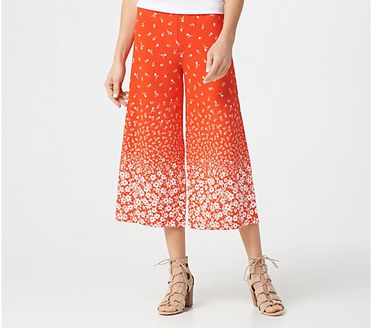 "As Is" Isaac MizrahiLive!Reg Ditsy Floral Printed Pebble Knit Culottes