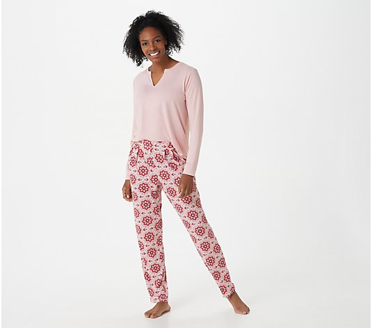 AnyBody Tall Brushed Jersey Printed Long Sleeve Pajama Set