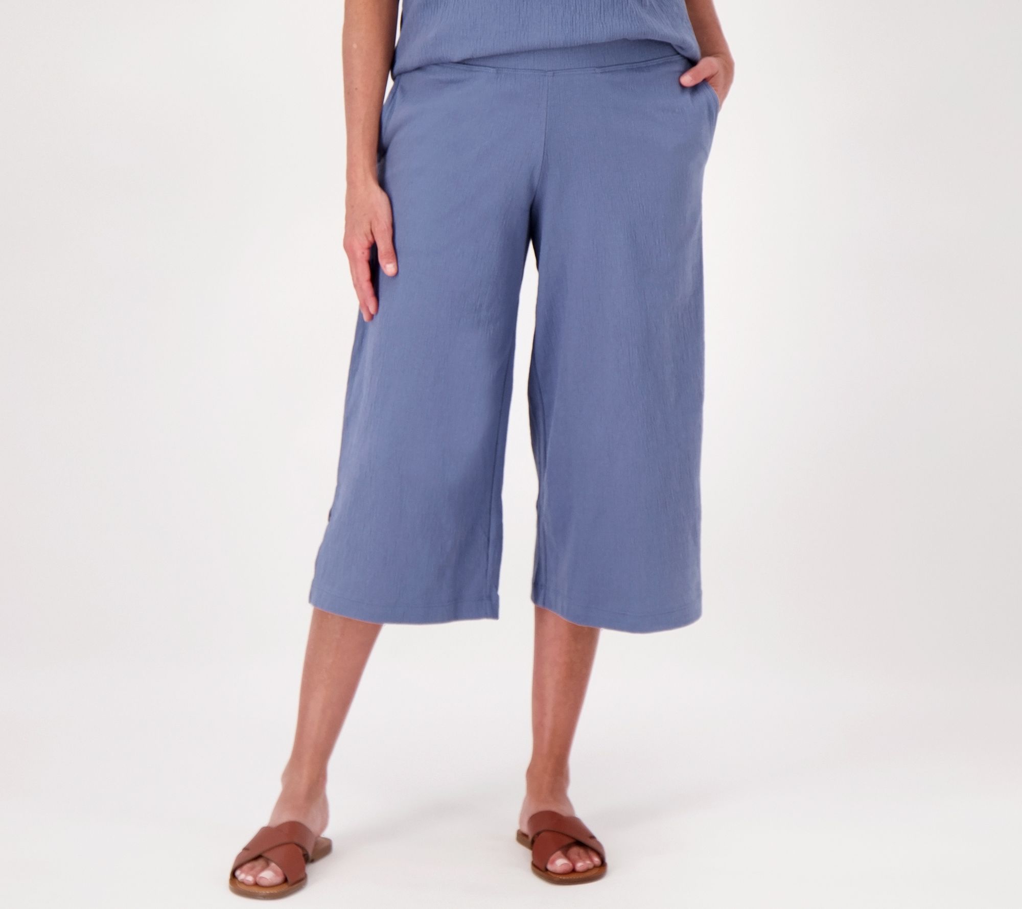 Cuddl Duds Crinkle Jersey Cropped Pants with Side Slits - QVC.com