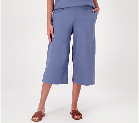 Cuddl Duds Crinkle Jersey Cropped Pants with Side Slits