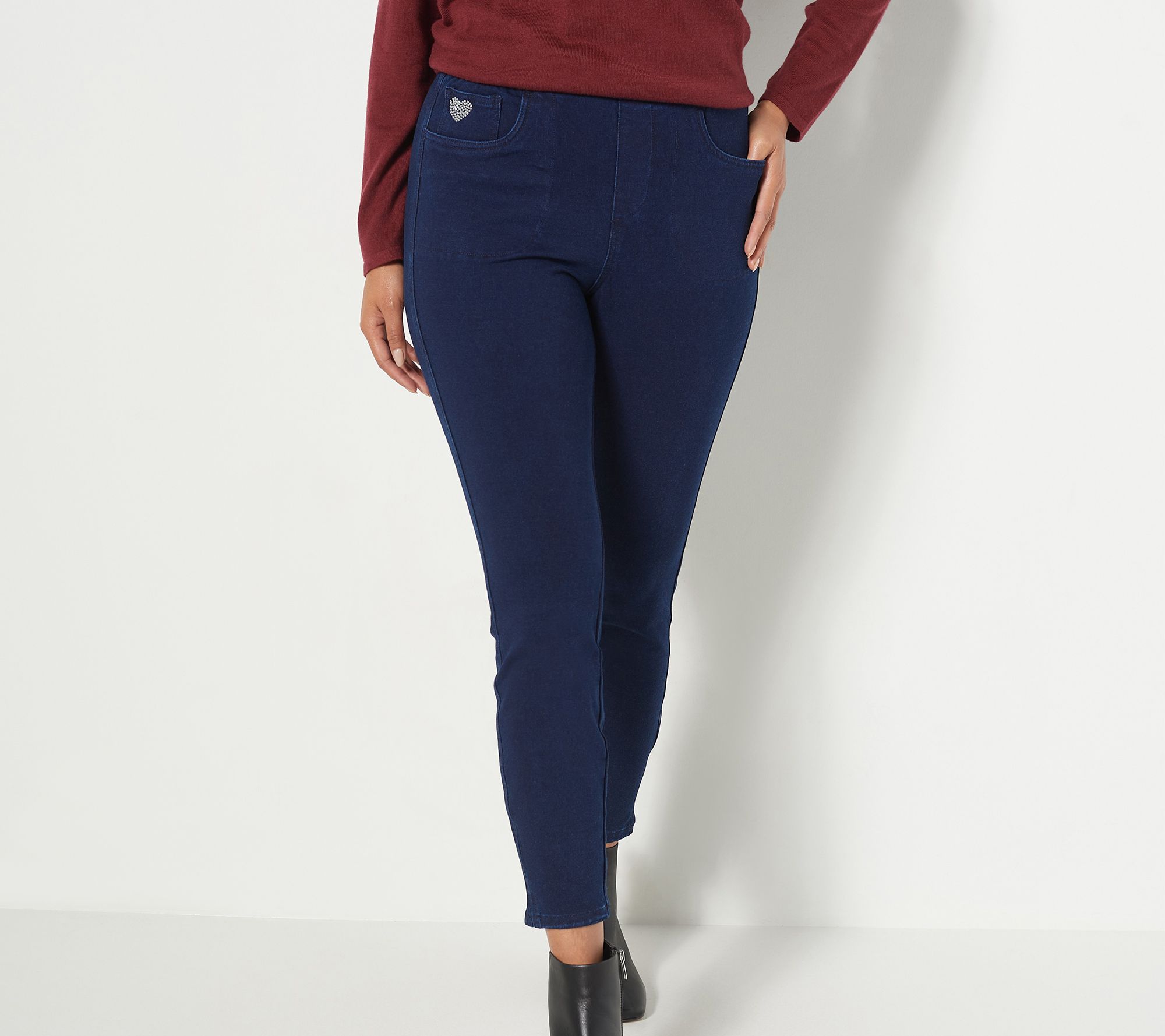 Quacker Factory DreamJeannes Short  Pull-On Leggings with Pockets