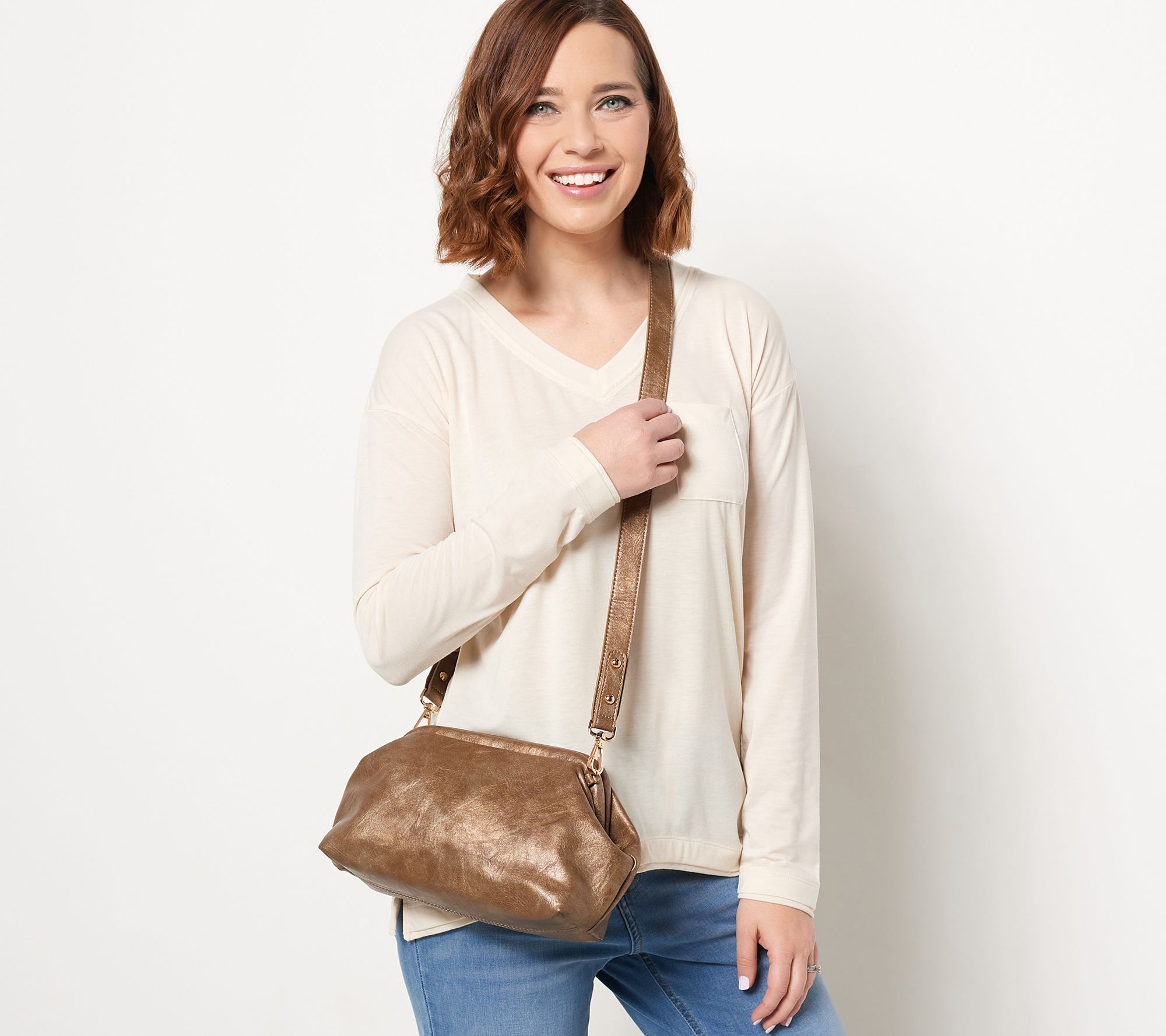 AHDORNED Faux Leather Frame Crossbody Bag - QVC.com